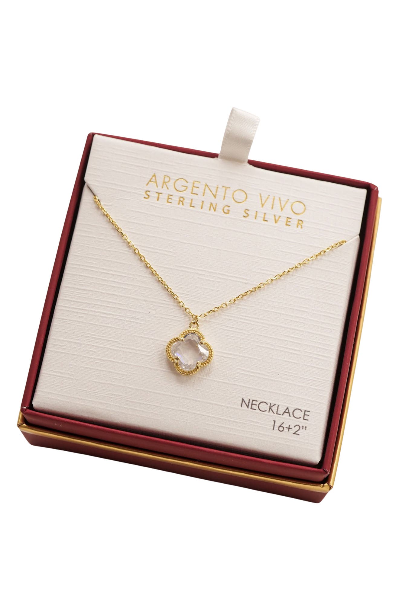Argento Vivo Sterling Silver Cubic Zirconia Quatrefoil Pendant Necklace