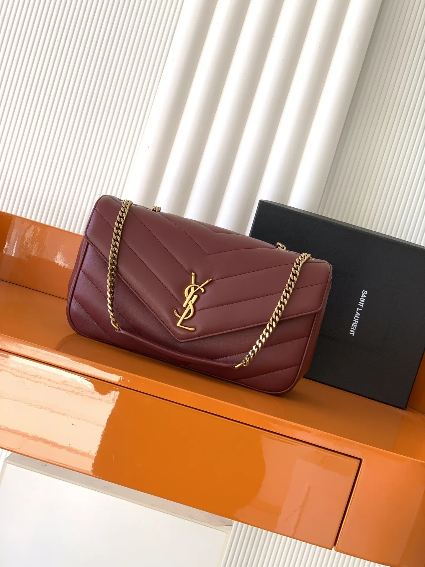 Saint Laurent Loulou Burgundy Lambskin Shoulder Bag product photo from LabelPicks