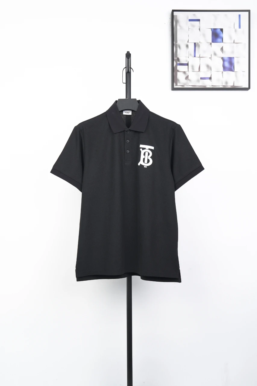 Burberry Black BT Letter Short Sleeve Polo Shirt product photo from LabelPicks