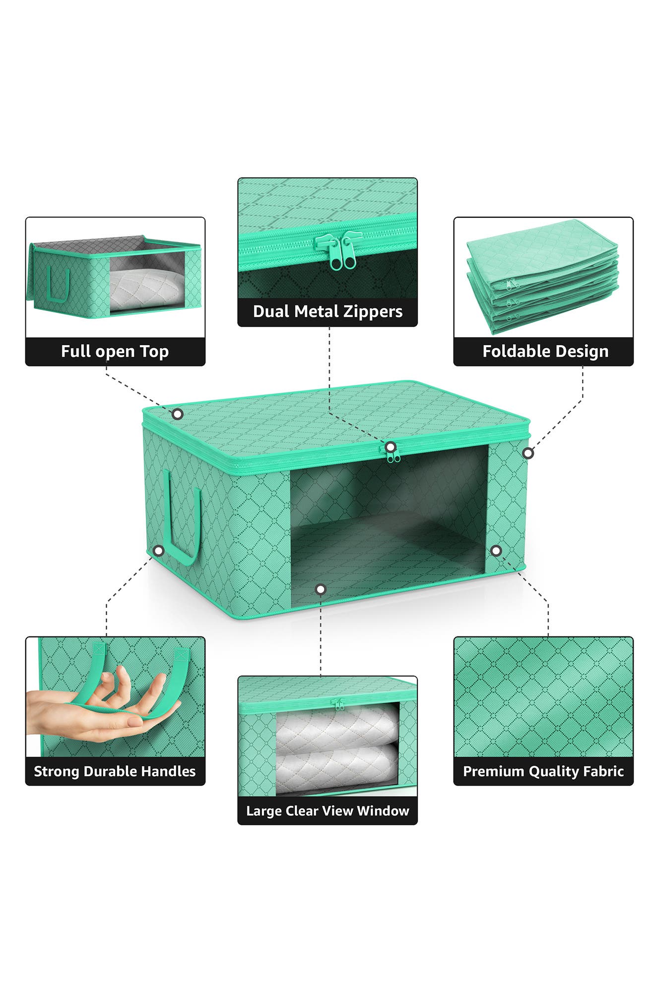 SORBUS 6-Pack Collapsible Zip Storage Bins
