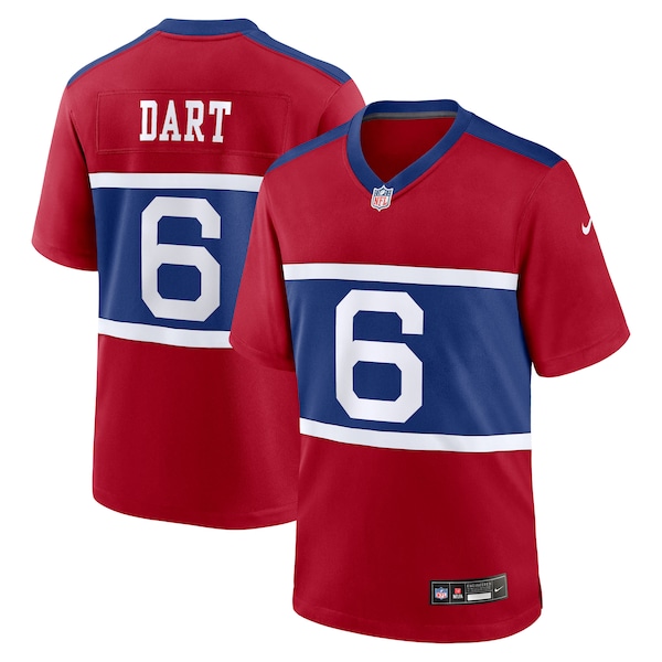 Jaxson Dart New York Giants Nike Alternate Century Red Game Jersey - Red/Royal