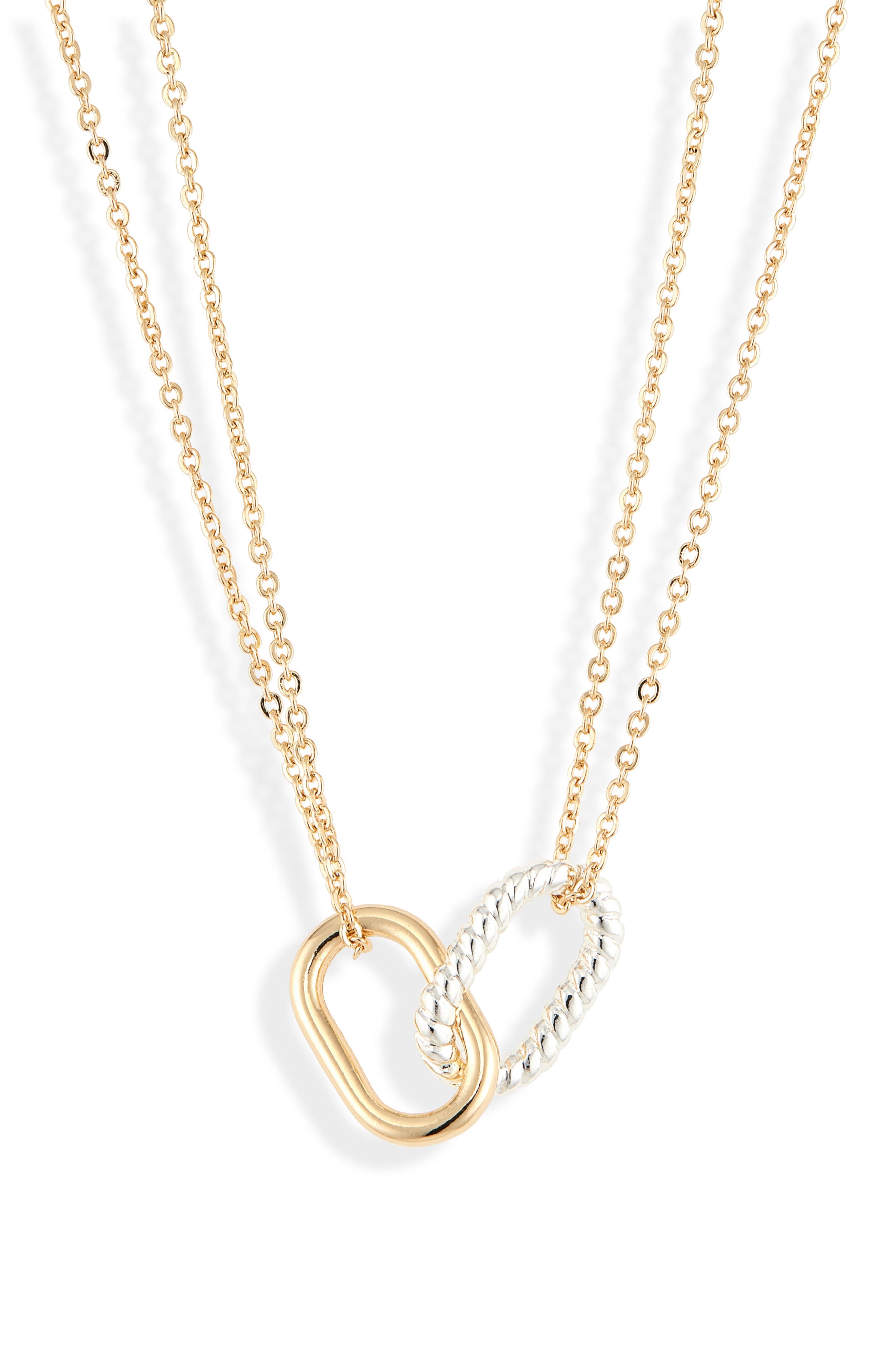 NORDSTROM RACK Two-Tone Paper Clip Link Pendant Necklace