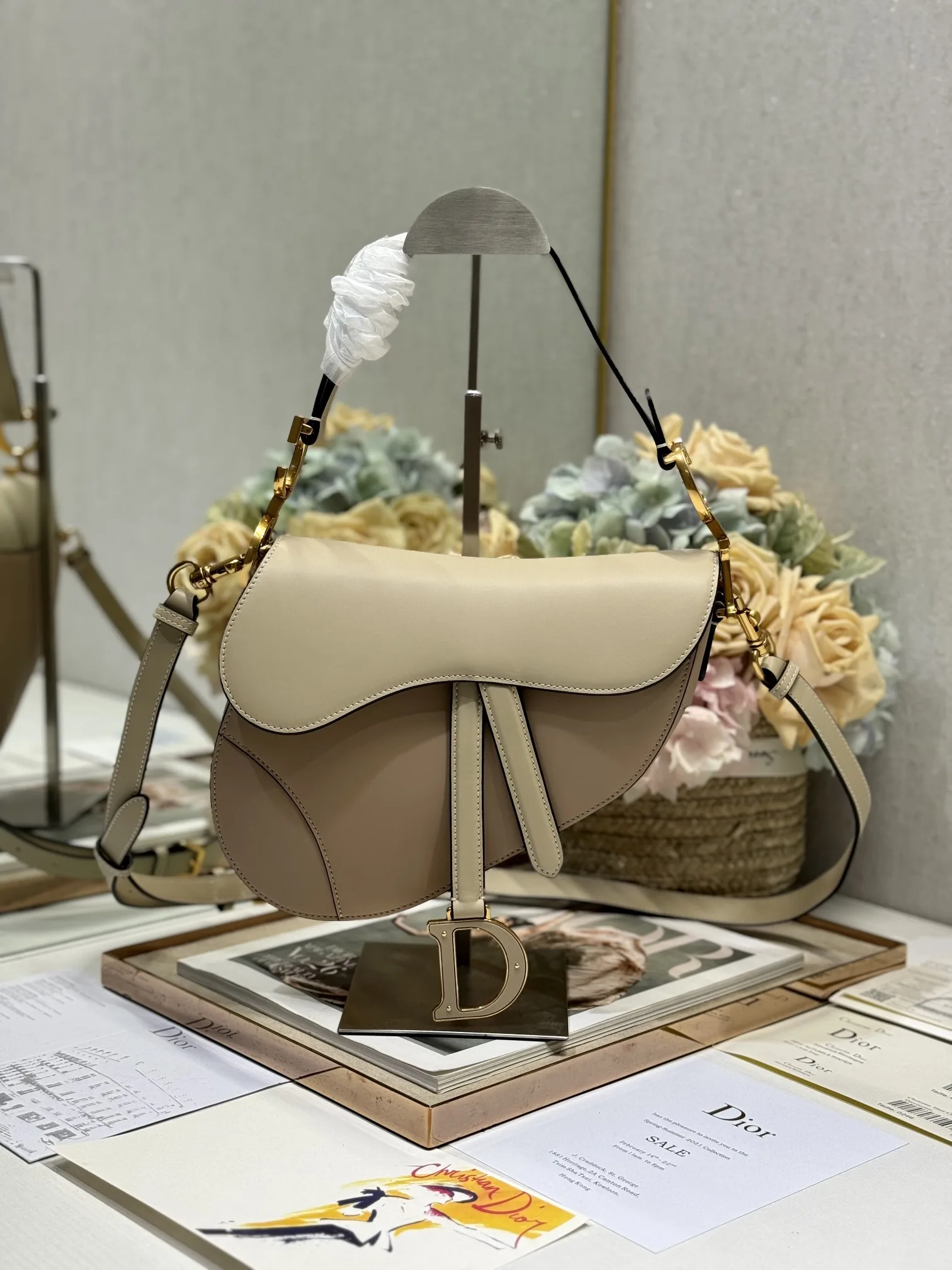 Dior Beige Saddle Calfskin Saddle Bag product photo from LabelPicks