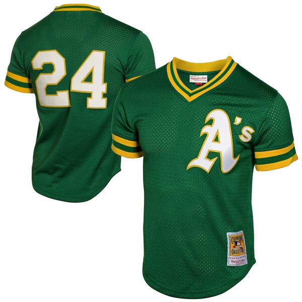 Rickey Henderson Oakland Athletics 1991 Cooperstown Mesh Batting Practice Jersey - Green