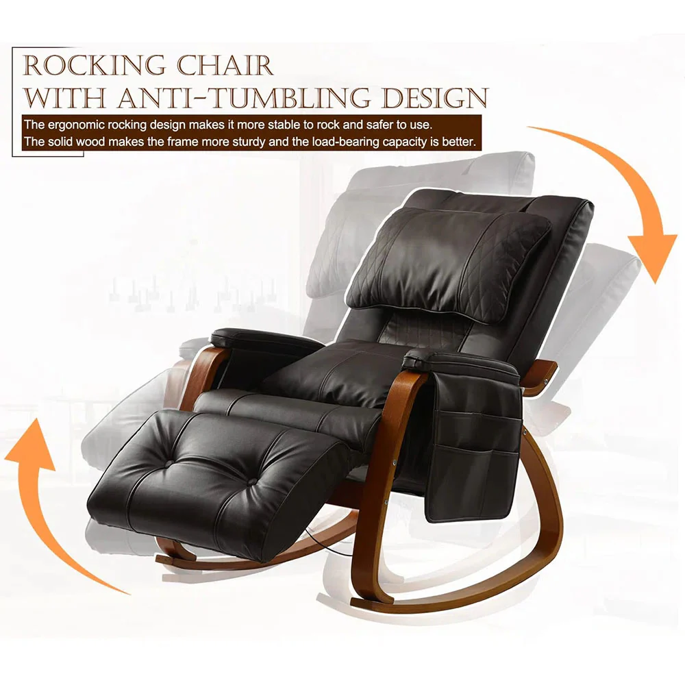 Heated Massage Rocking Chair - PU Leather Recliner with Vibration