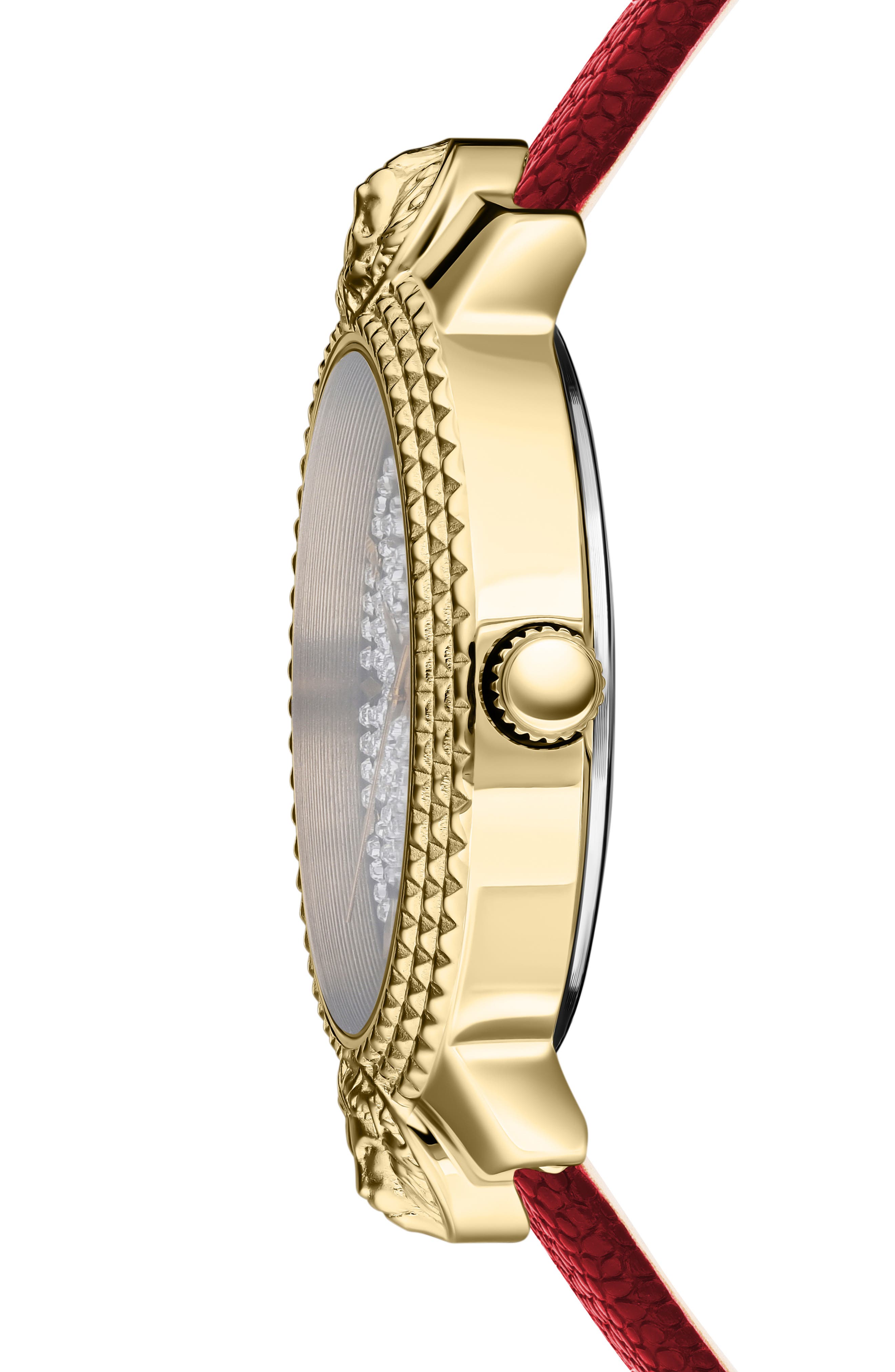 VERSUS Versace Mouffetard Swarovski Crystal Embellished Leather Strap Watch, 38mm
