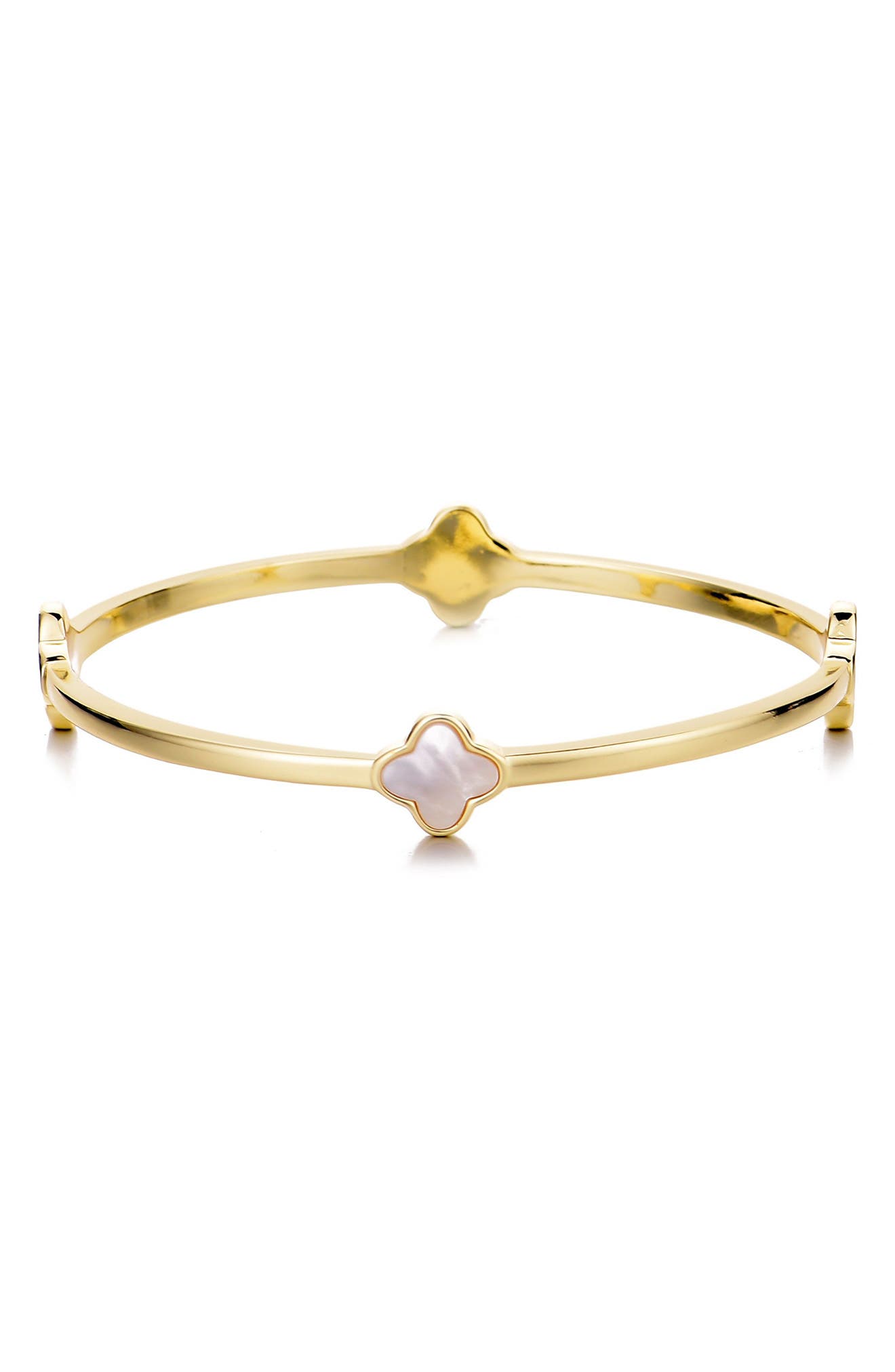 Adornia Mother of Pearl Clover Station Bangle