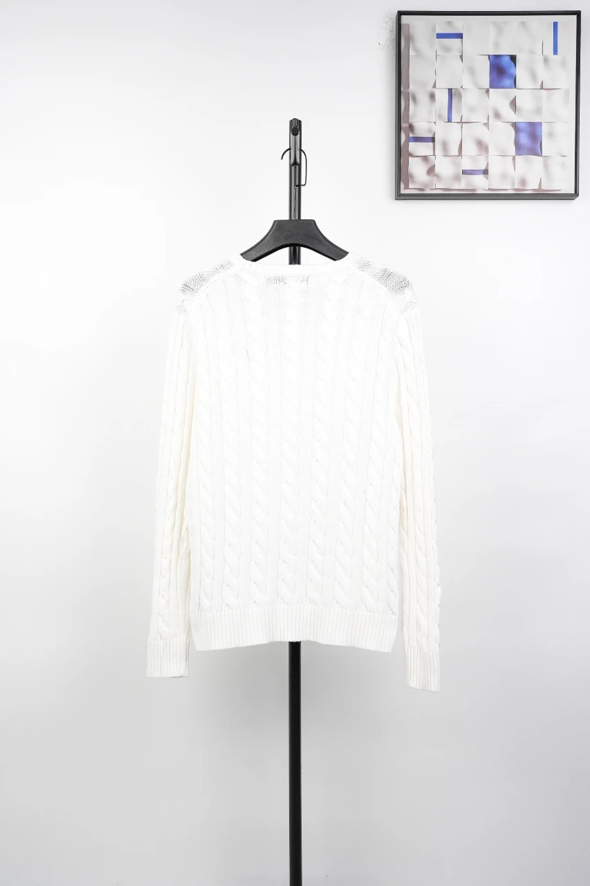Ralph Lauren White Cable-Knit Cotton Crewneck Sweater product photo from LabelPicks