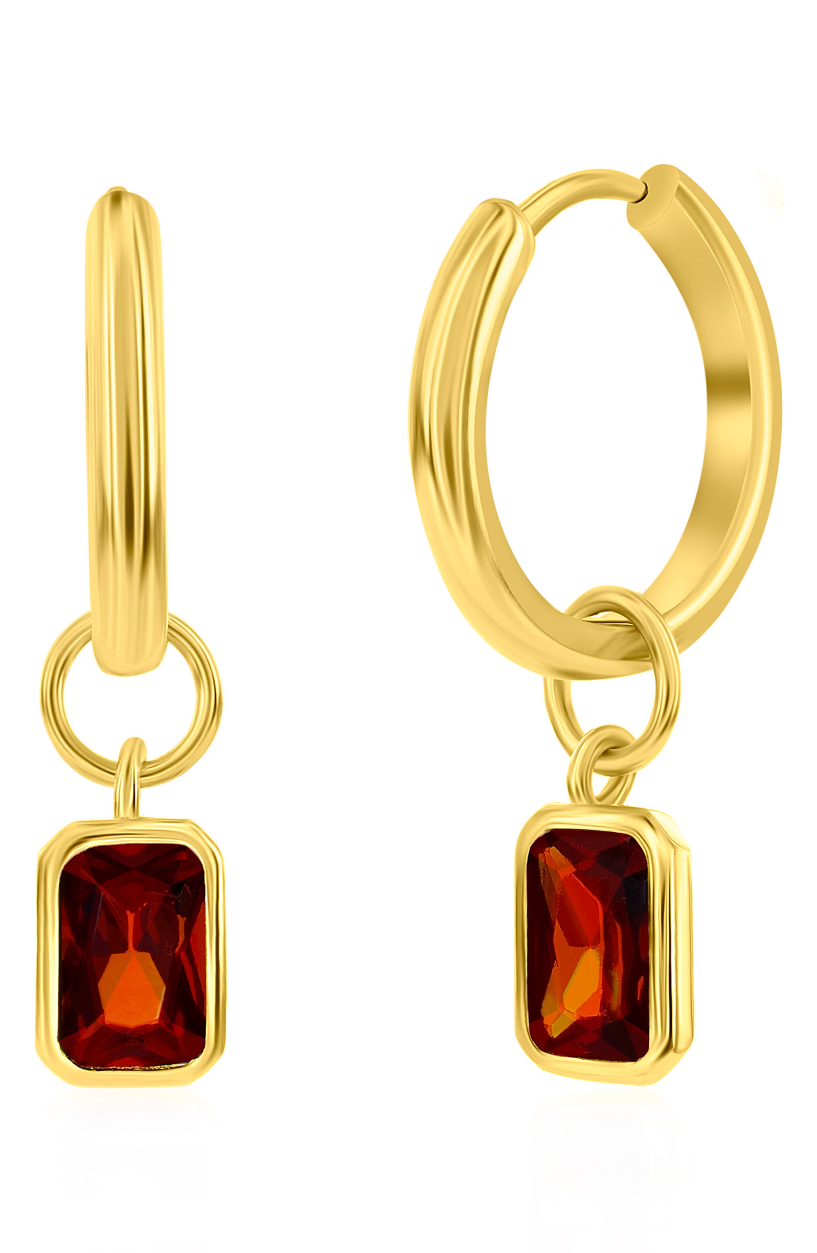 SIMONA Cubic Zirconia Charm Hoop Earrings