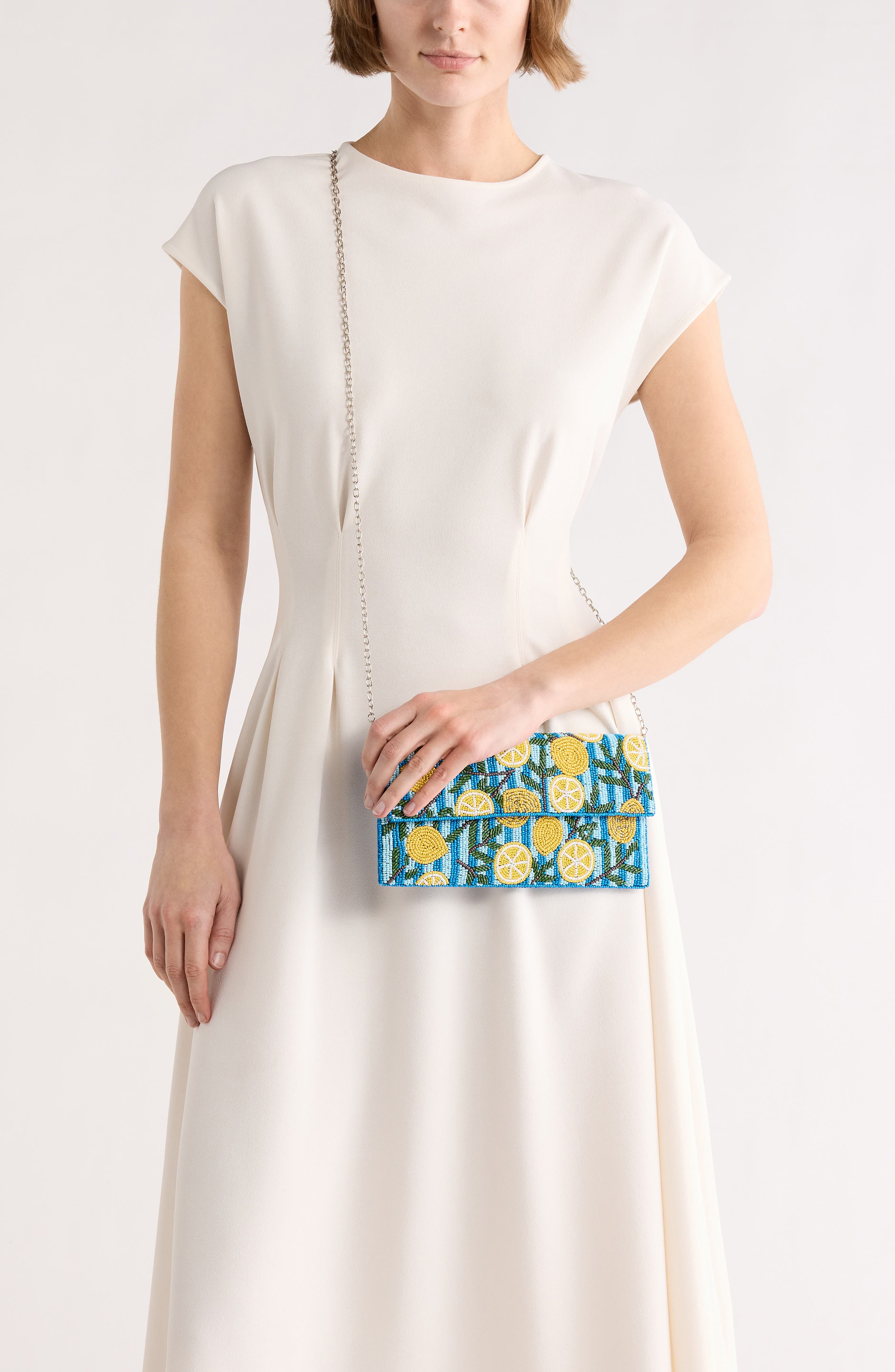 Collection XIIX Beaded Striped Lemon Clutch