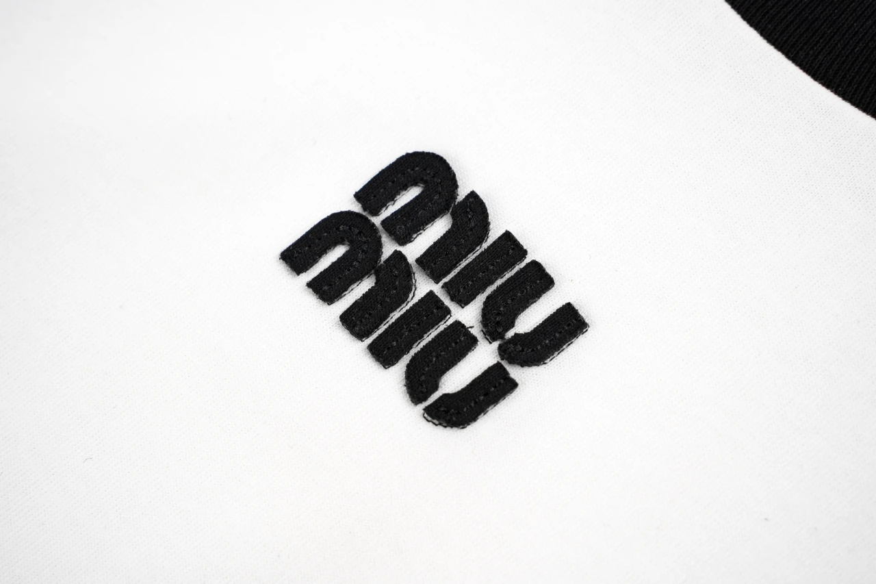 Miu Miu White Contrast Sleeve Embroidered Logo Patch T-Shirt product photo from LabelPicks