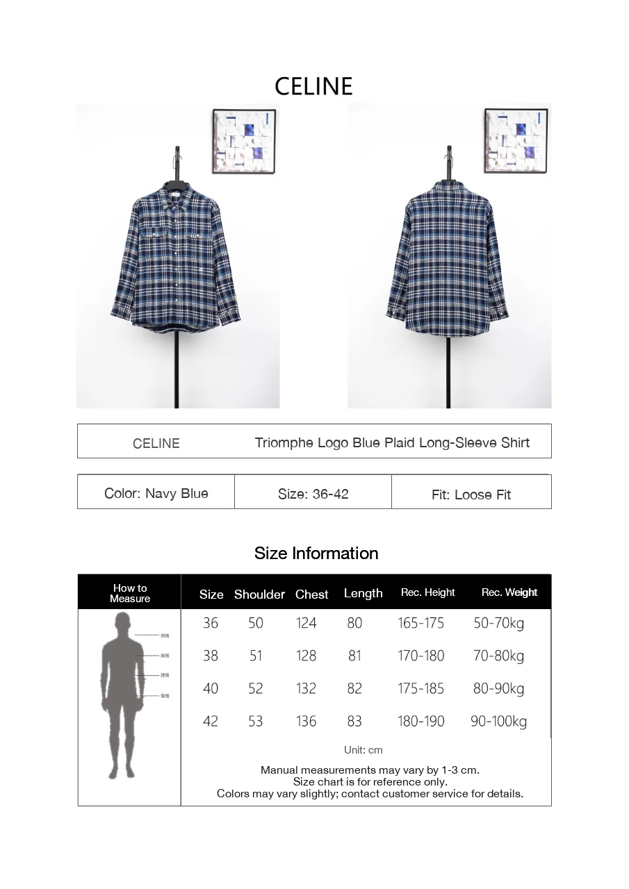 CELINE Blue White Plaid Triomphe Flannel Shirt product photo from LabelPicks