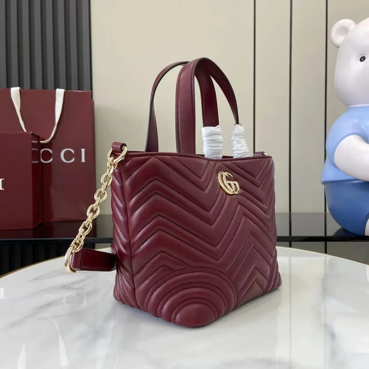 Gucci Red Marmont GG Supreme Canvas Tote Bag product photo from LabelPicks