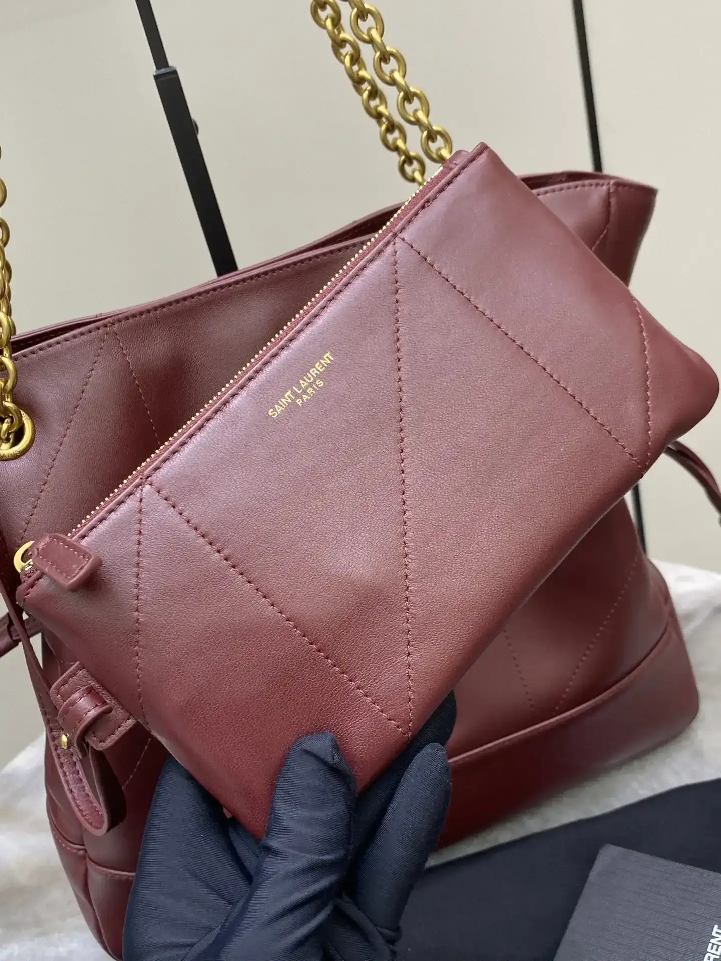 Saint Laurent Burgundy Jamie Lambskin Bucket Bag product photo from LabelPicks
