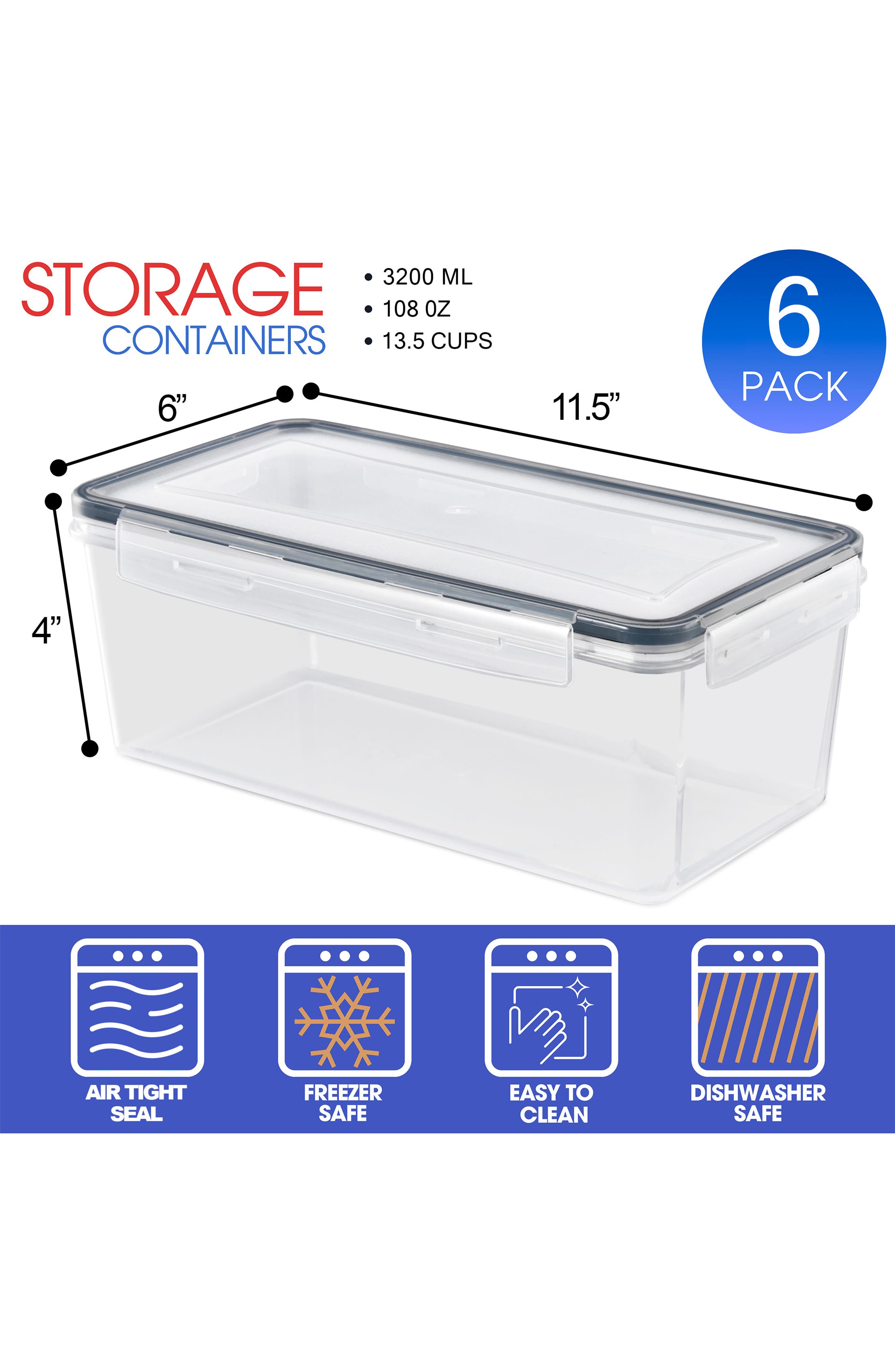 SORBUS 6-Pack Food Storage Containers