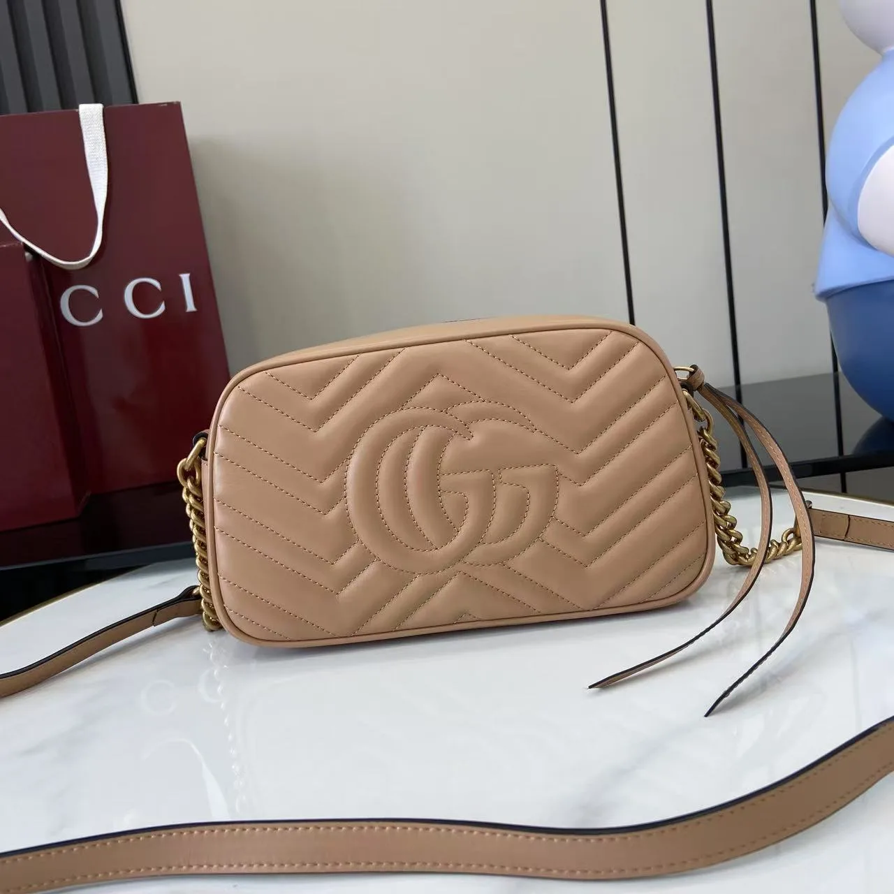 Gucci Beige Marmont GG Supreme Canvas Crossbody Bag product photo from LabelPicks