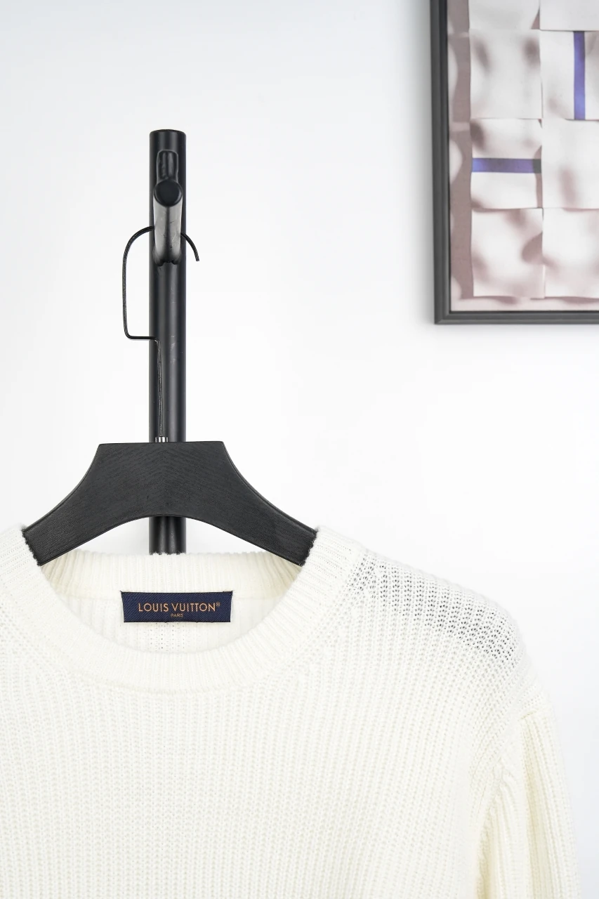 Louis Vuitton White Chunky Rib Half Zip Sweater product photo from LabelPicks