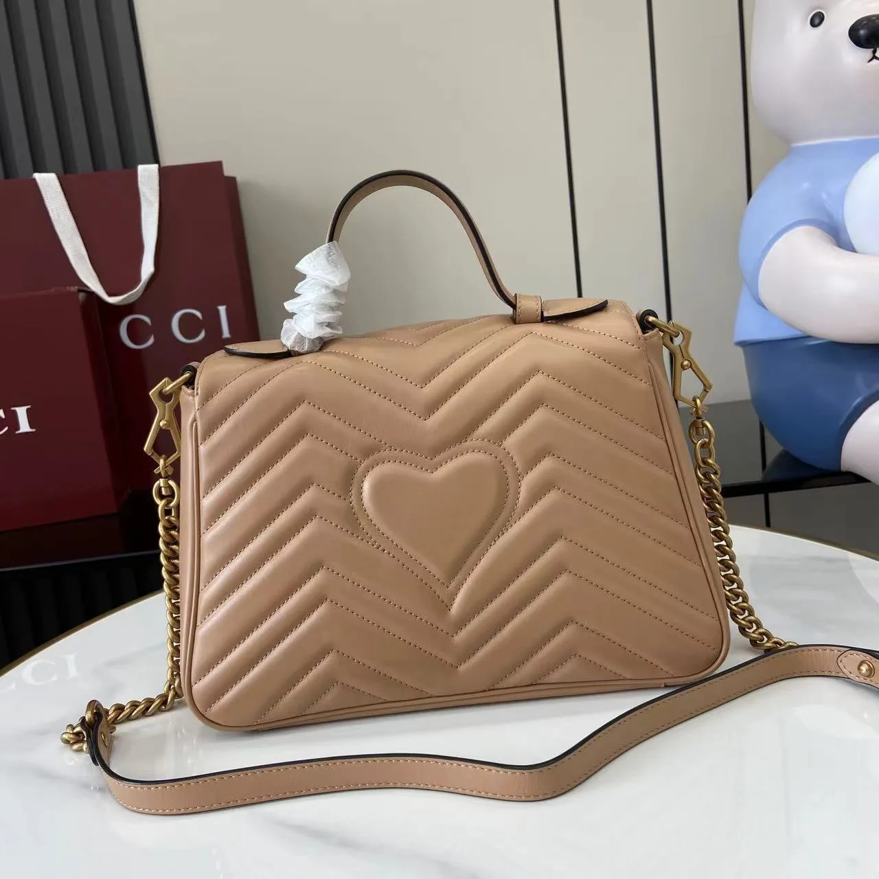 Gucci Beige Marmont GG Supreme Canvas Shoulder Bag product photo from LabelPicks