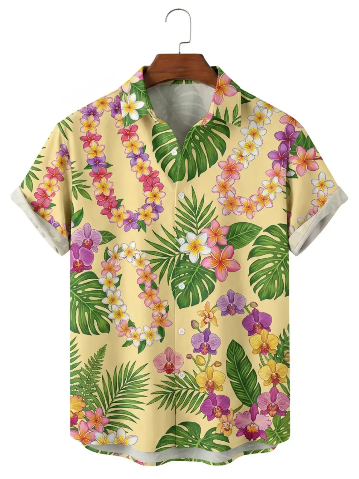 Men's printed shirts Tropical Orchid Lei Hawaiian Shirt