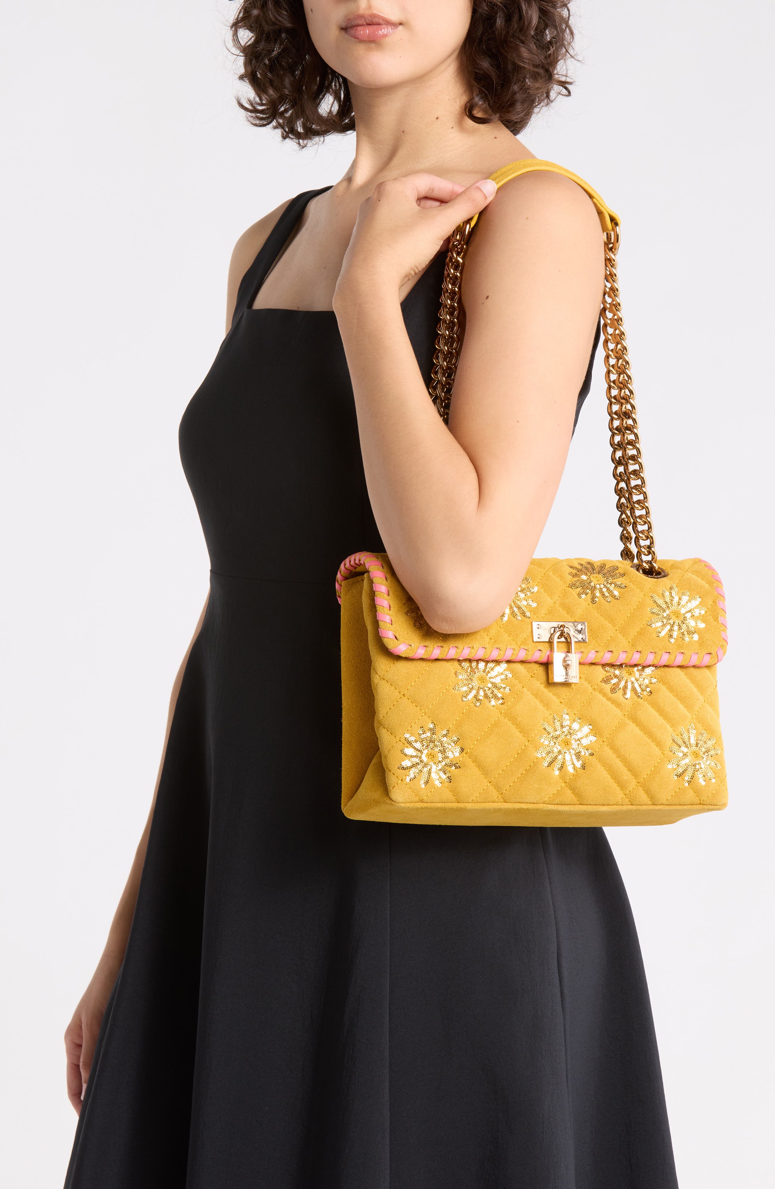 Kurt Geiger London Brixton Sequin Flower Suede Shoulder Bag