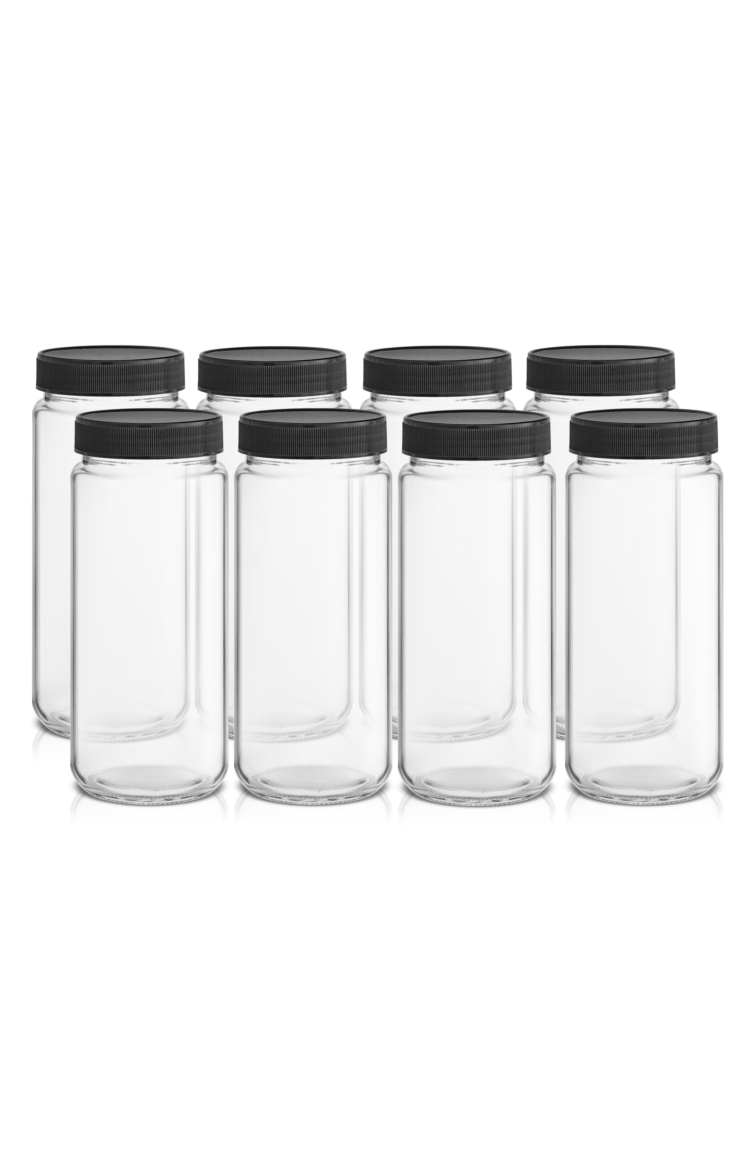 JoyJolt Set of 6 Reusable Glass Beverage Bottles - 16 oz.