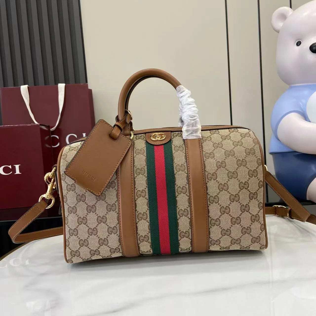 Gucci Ophidia Brown GG Supreme Canvas Top Handle Bag product photo from LabelPicks
