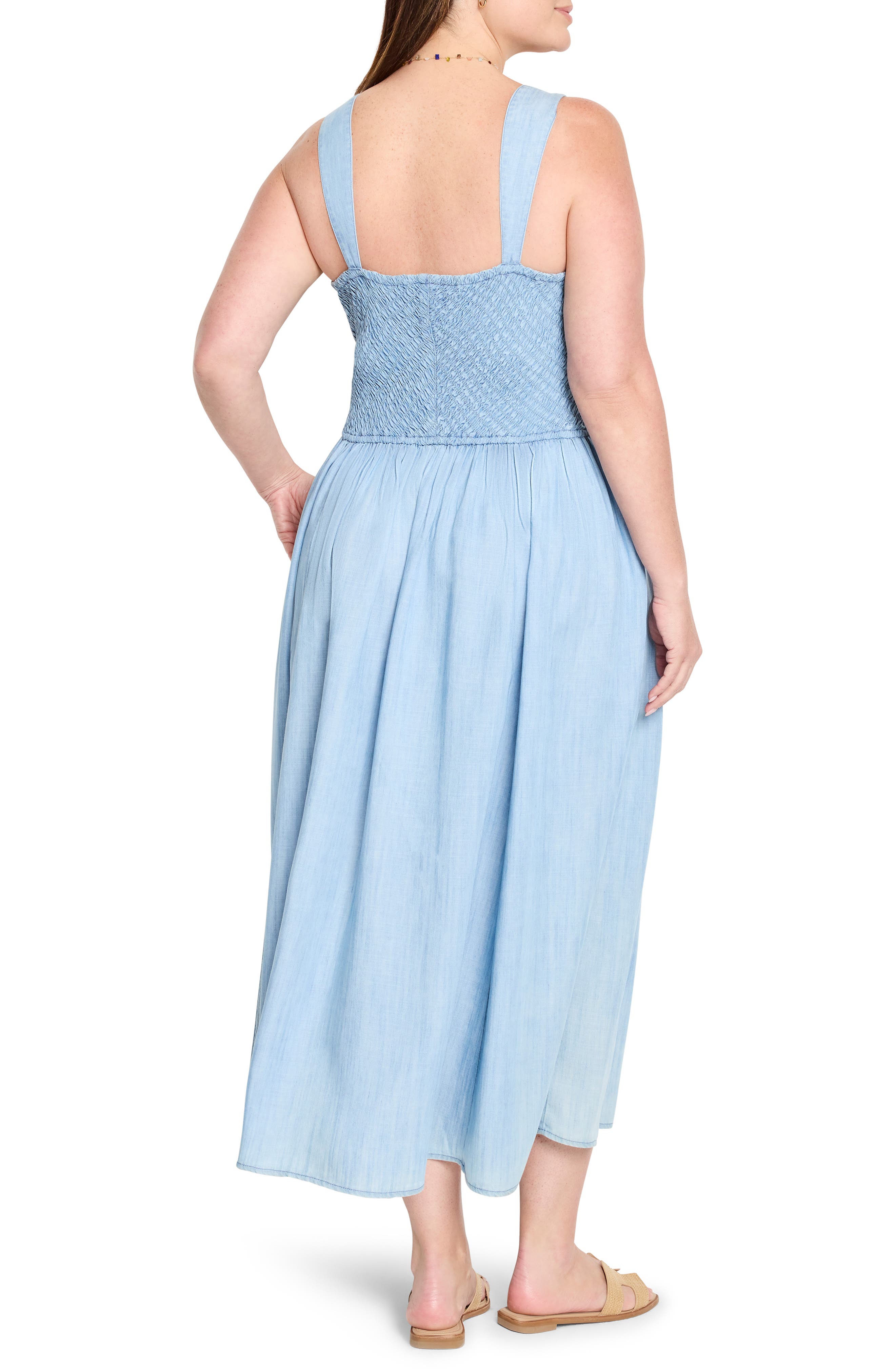 NIC+ZOE Sarah Smocked Chambray Sundress