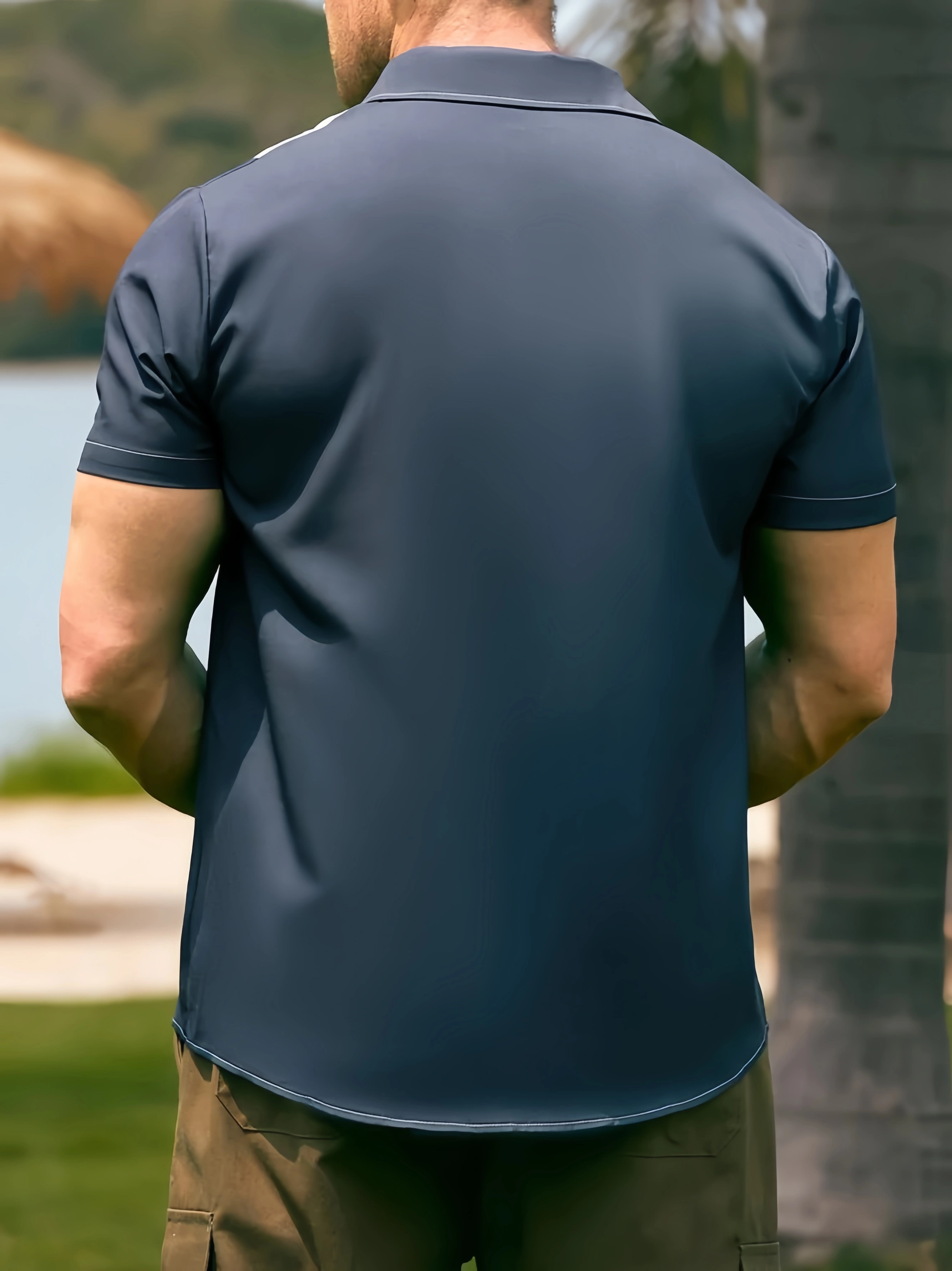 Mens Billiard Shirt Coconut Tree Print Breathable Casual Hawaiian Shirt