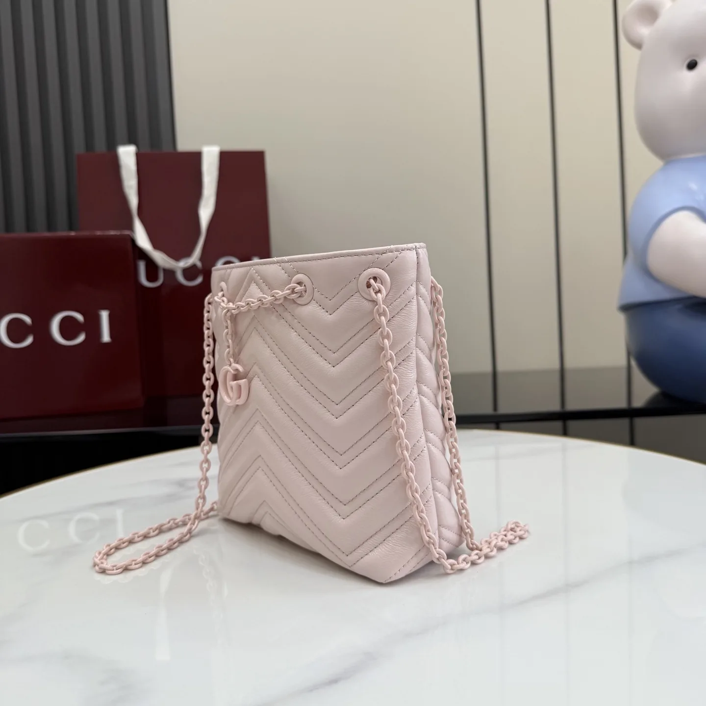 Gucci Marmont Pink GG Supreme Canvas Bucket Bag product photo from LabelPicks