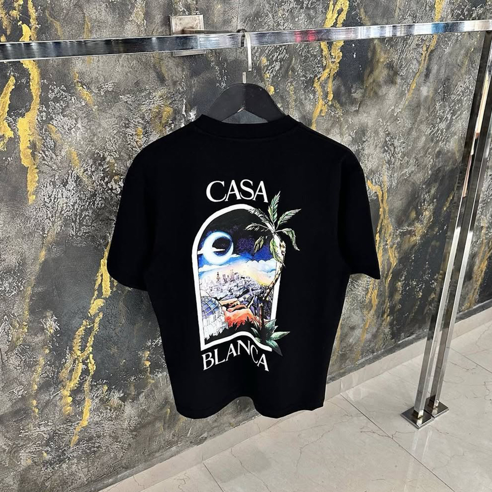 Castle Letter Print Round Neck T-Shirt