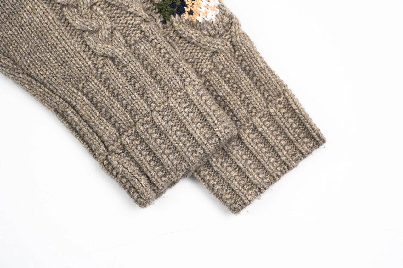 CHANEL Taupe Grey Cable-Knit Zip Jacket product photo from LabelPicks