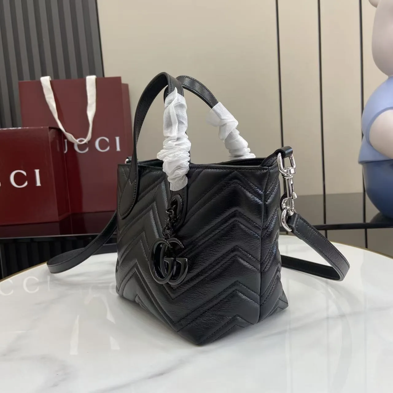 Gucci Black Marmont GG Supreme Canvas Tote Bag product photo from LabelPicks