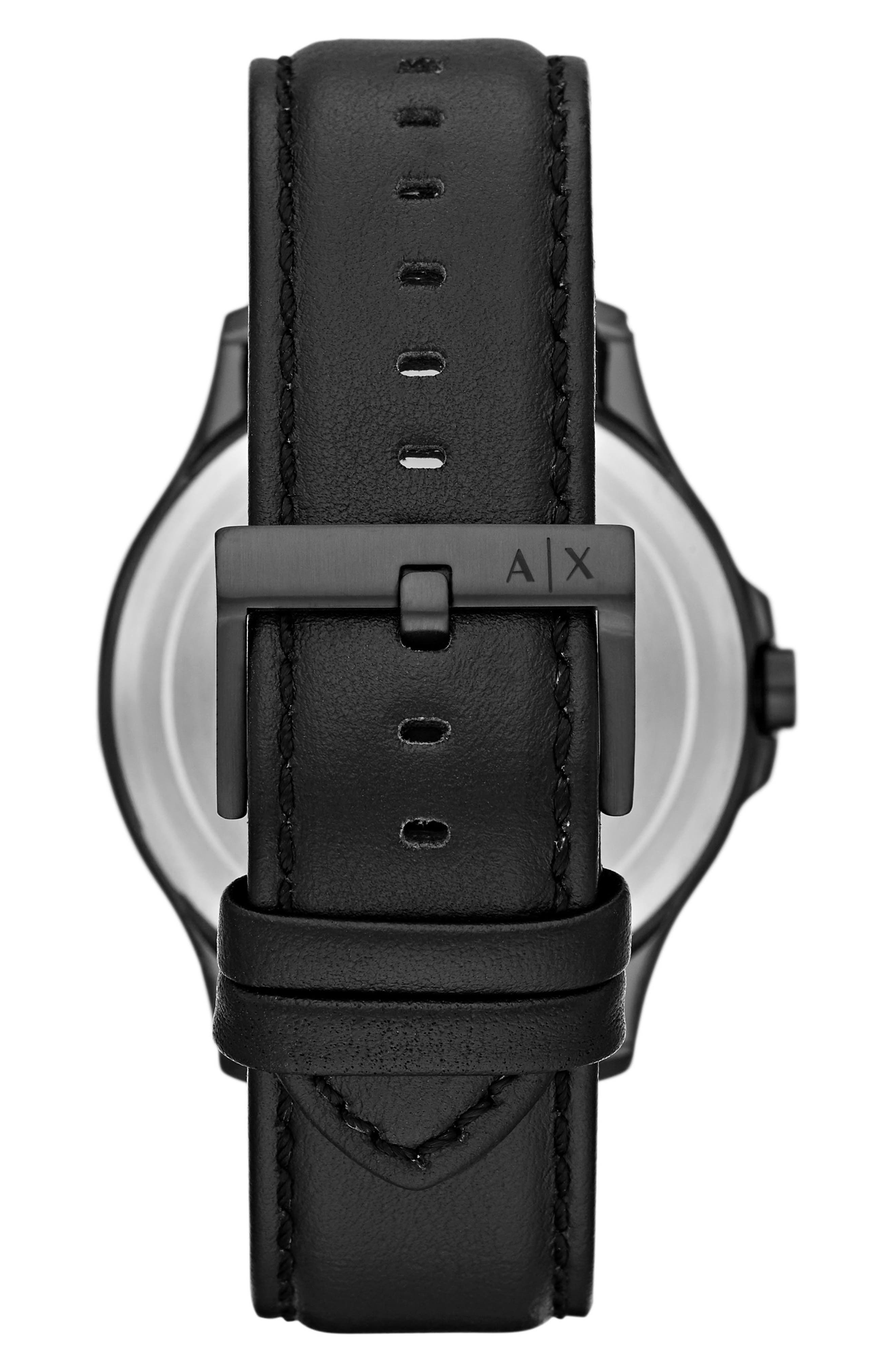 AX Armani Exchange Quartz Leather Strap Watch, 46mm