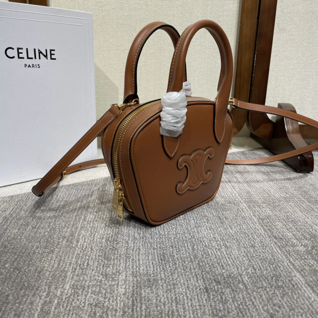 Celine Brown Triomphe Calfskin Top Handle Bag product photo from LabelPicks