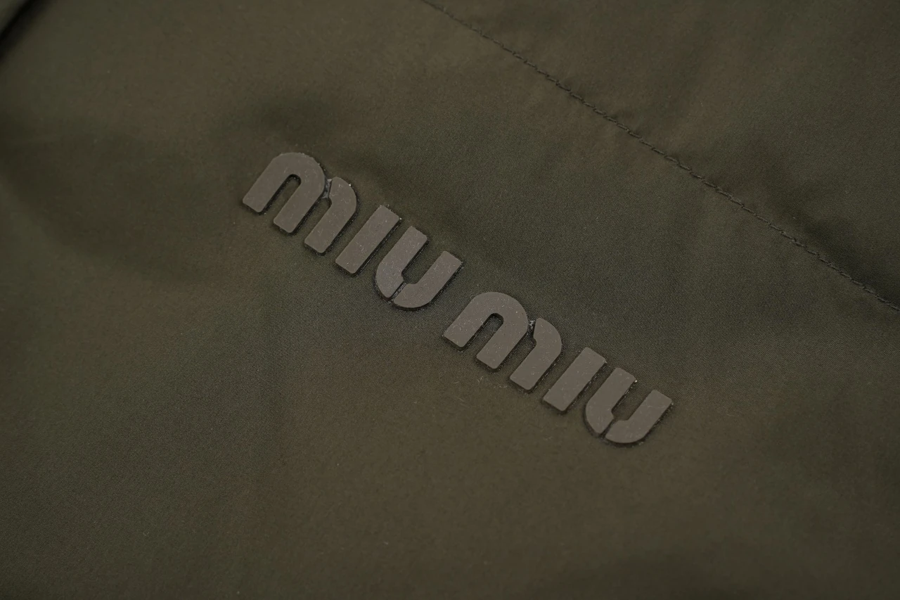 Miu Miu Olive Green Leather Collar Down Vest product photo from LabelPicks