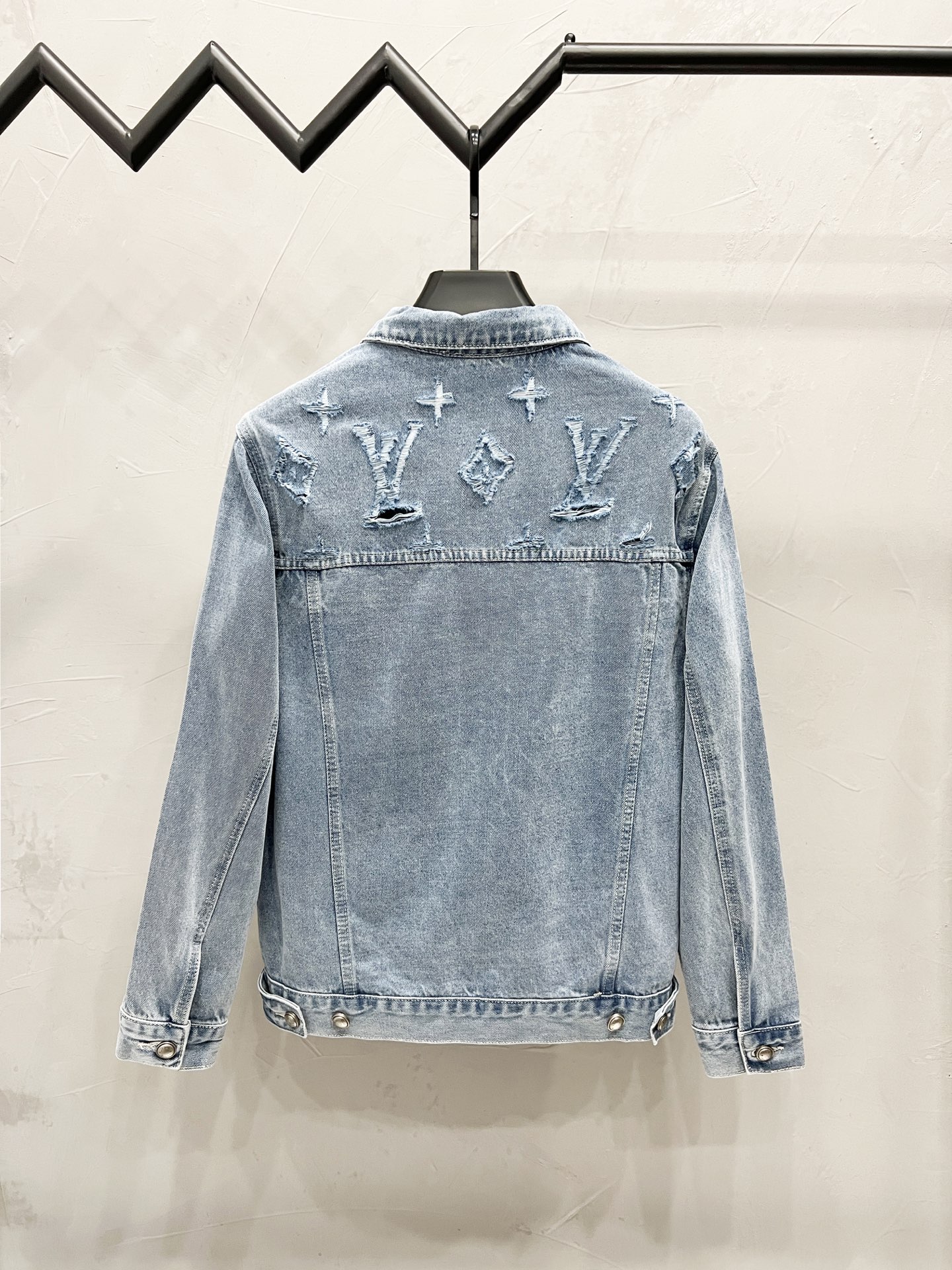 Spliced Jacquard Long Sleeved Denim Jackets