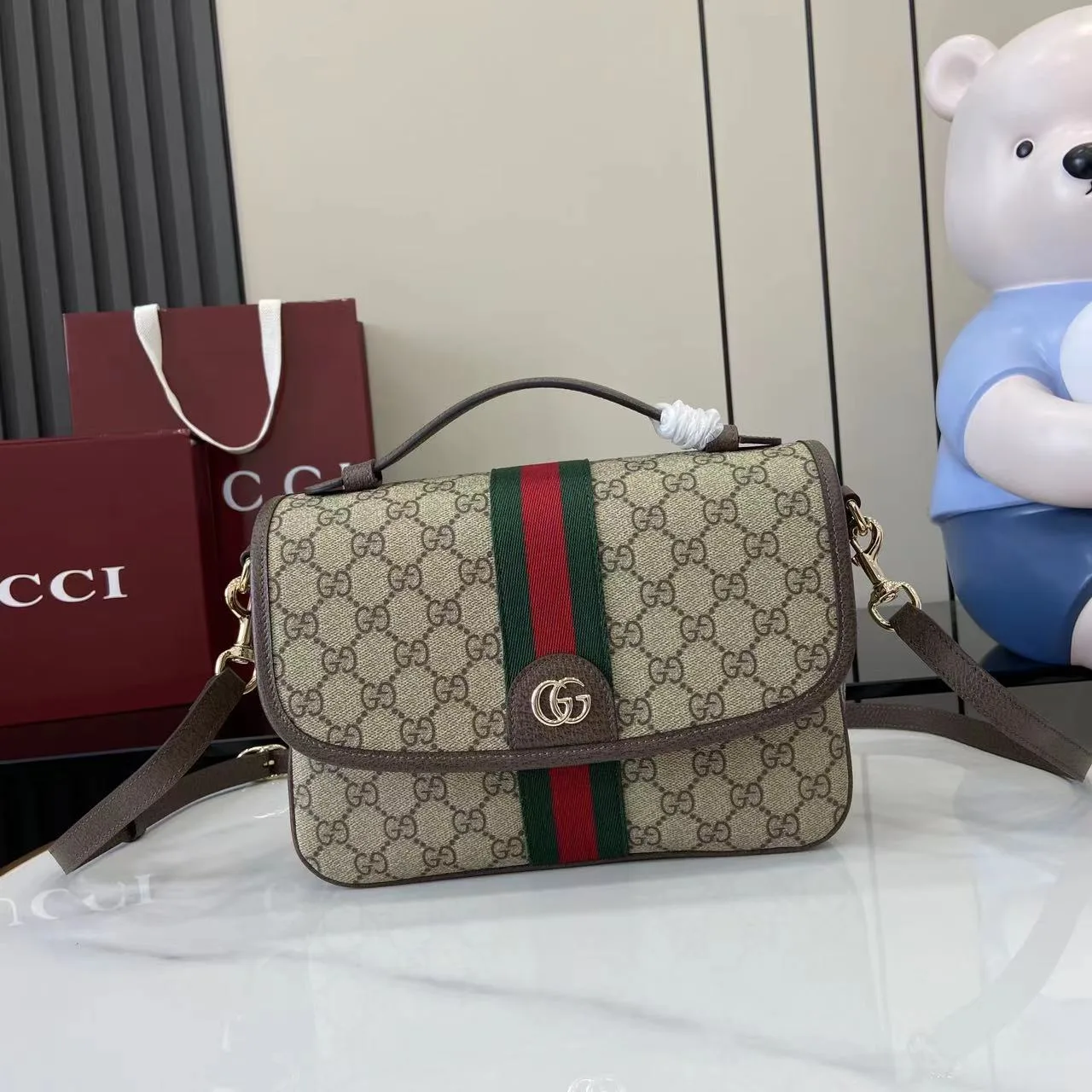 Gucci Ophidia Brown GG Supreme Canvas Crossbody Bag product photo from LabelPicks