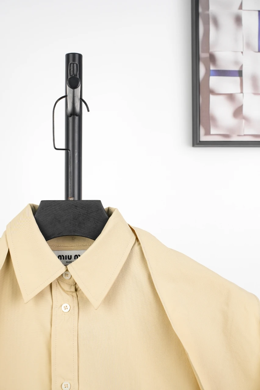 Miu Miu Khaki Bow Poplin Long Sleeve Shirt product photo from LabelPicks