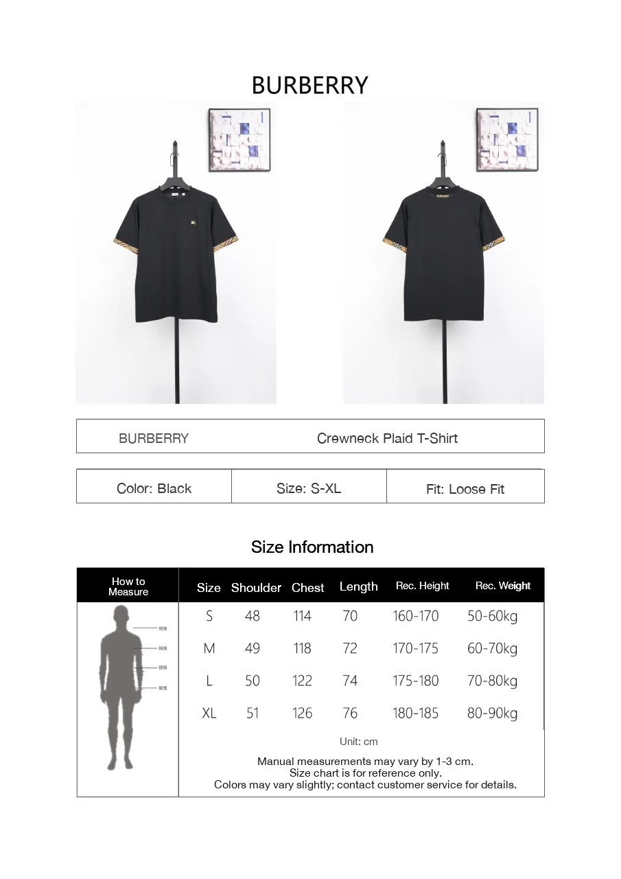 Burberry Black Check Sleeve Trim Crewneck T-Shirt product photo from LabelPicks