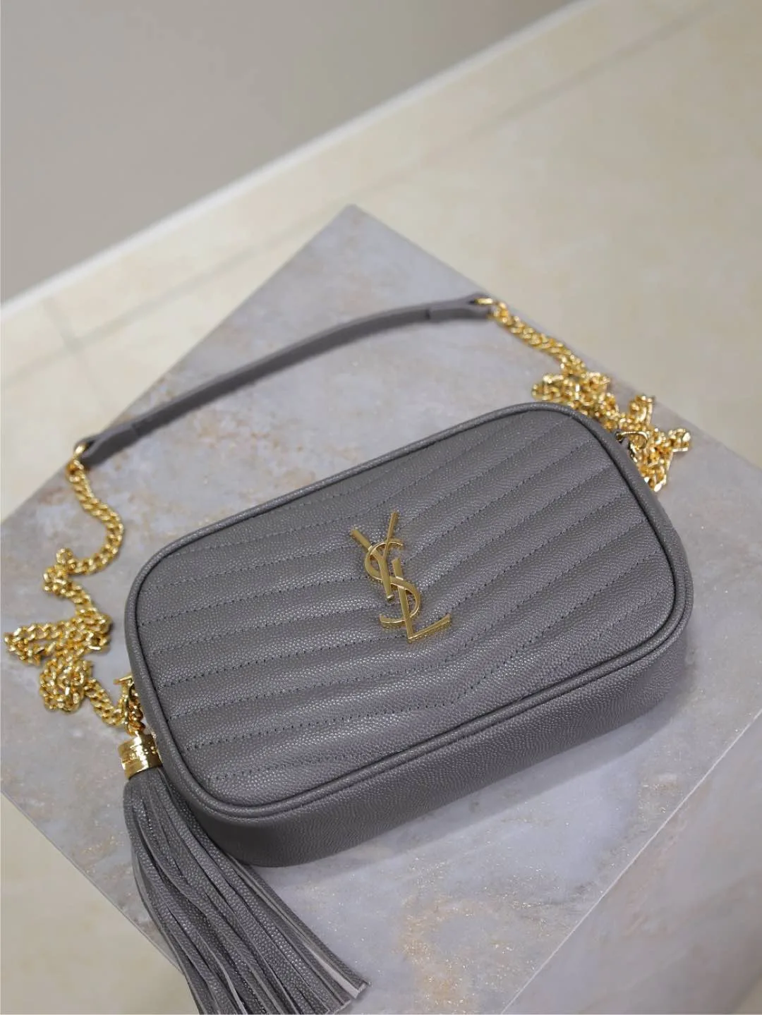 Saint Laurent Grey Calfskin Shoulder Bag product photo from LabelPicks