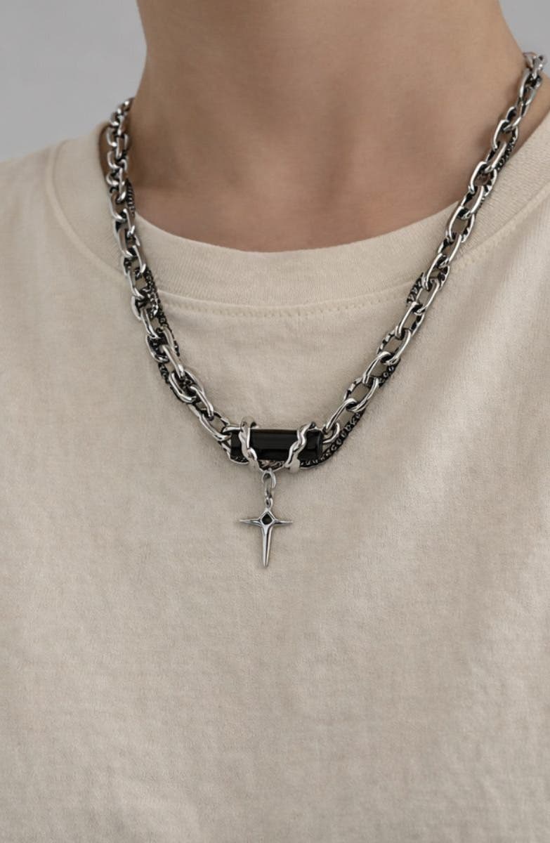 REBL Cross Pendant Chain Necklace