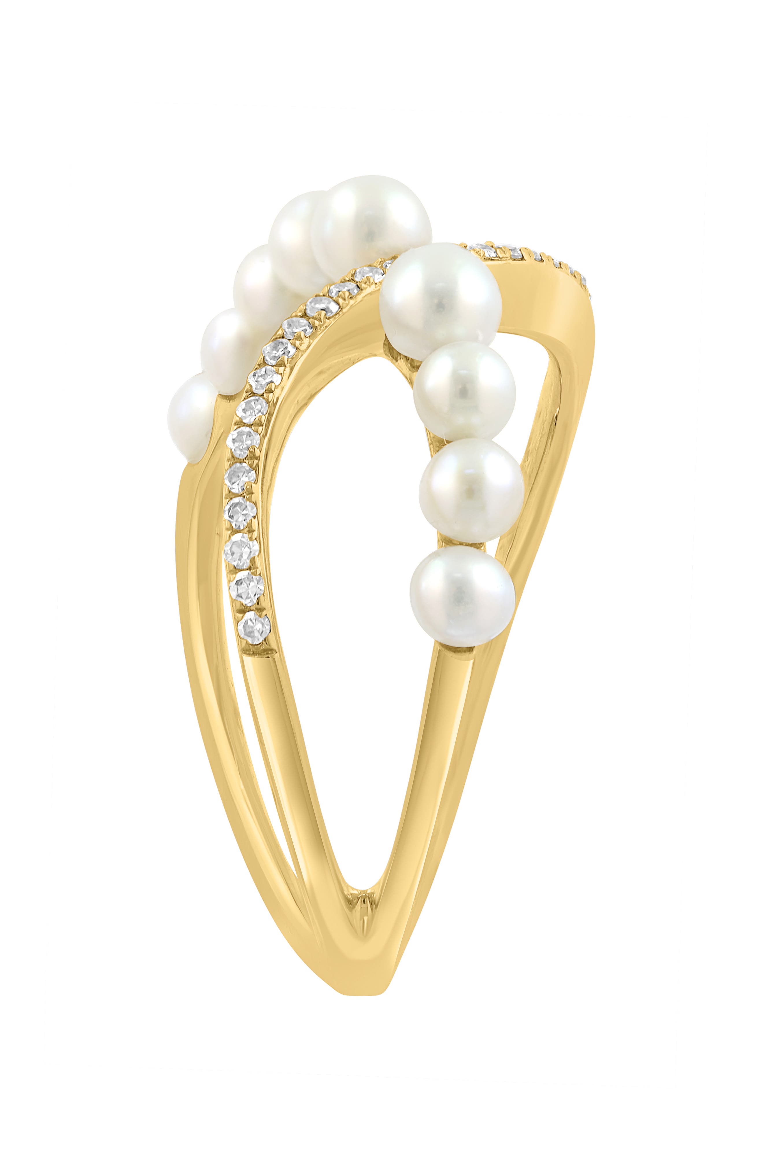 EFFY 14K Yellow Gold Cultured Freshwater Pearl & Diamond Ring