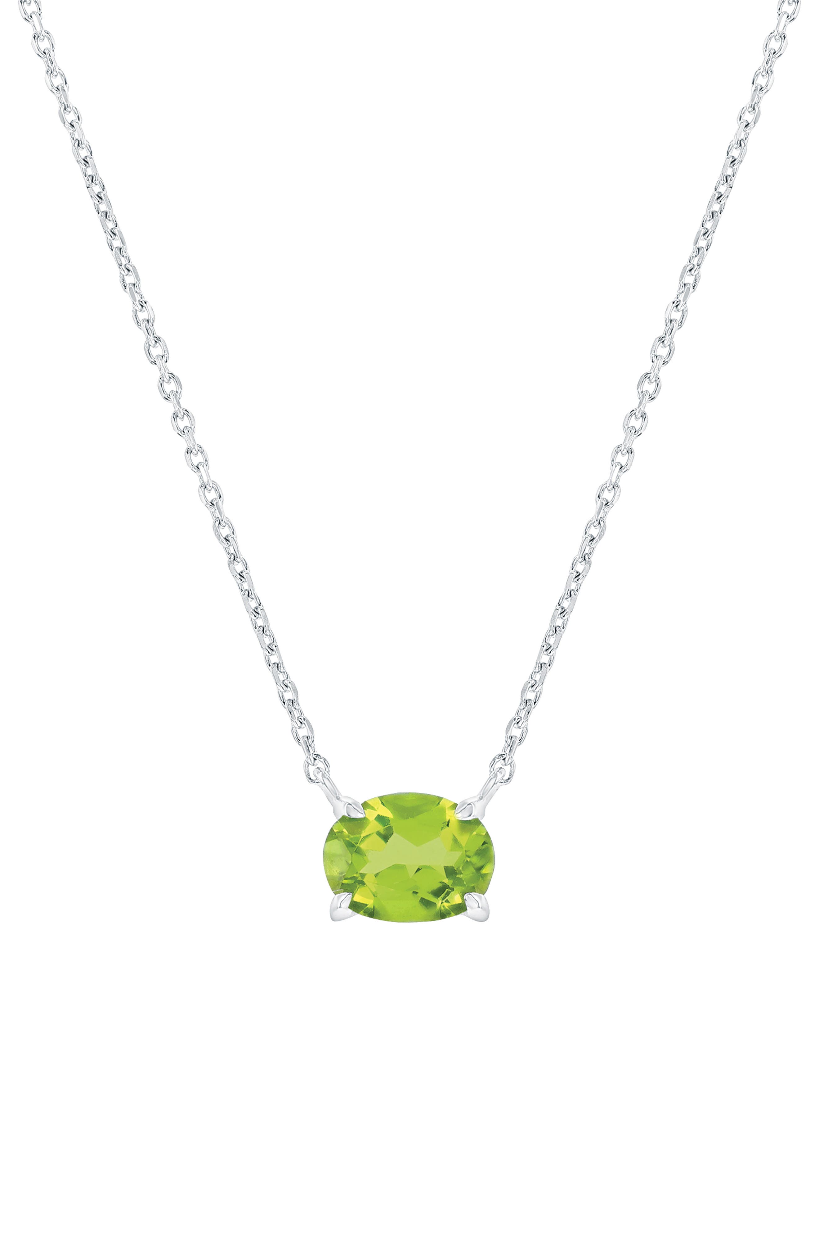 SIMONA Sterling Silver Oval Semiprecious Stone Pendant Necklace