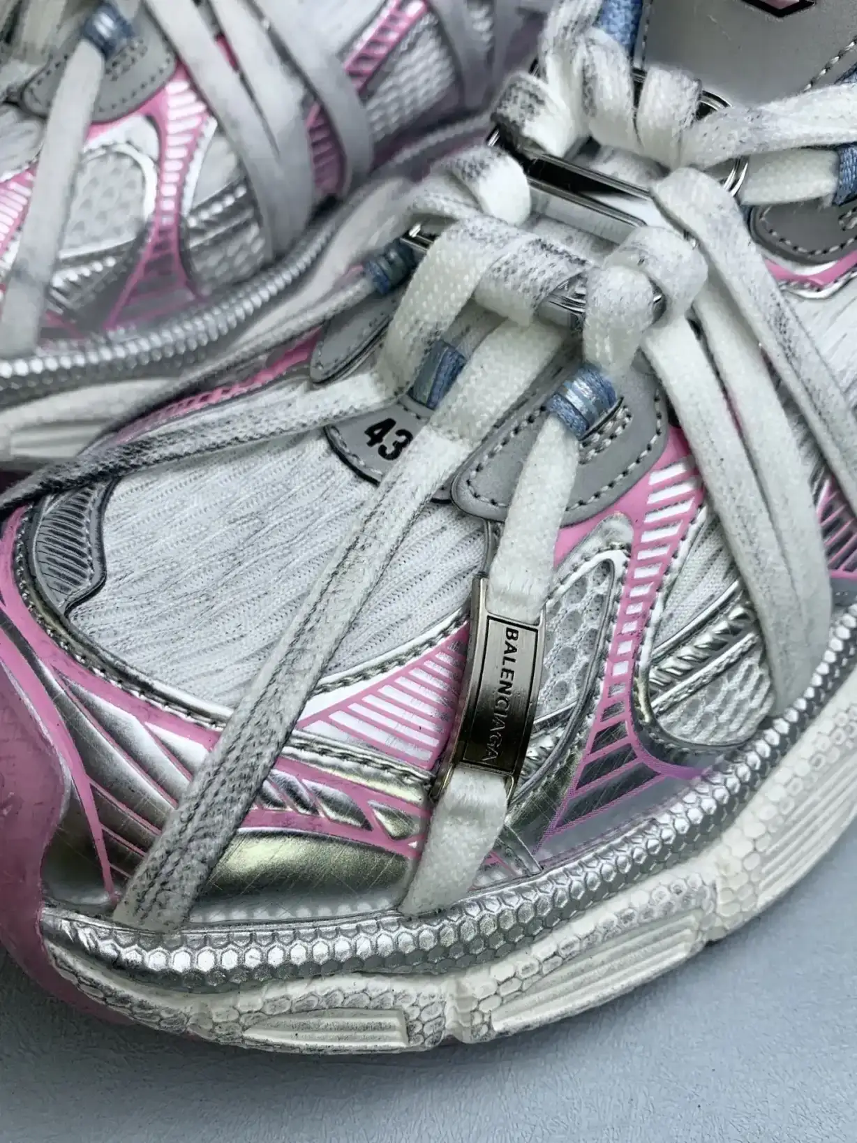 3XL Extreme Laces B Sneaker in White/Grey/Blue/Pink product photo from LabelPicks