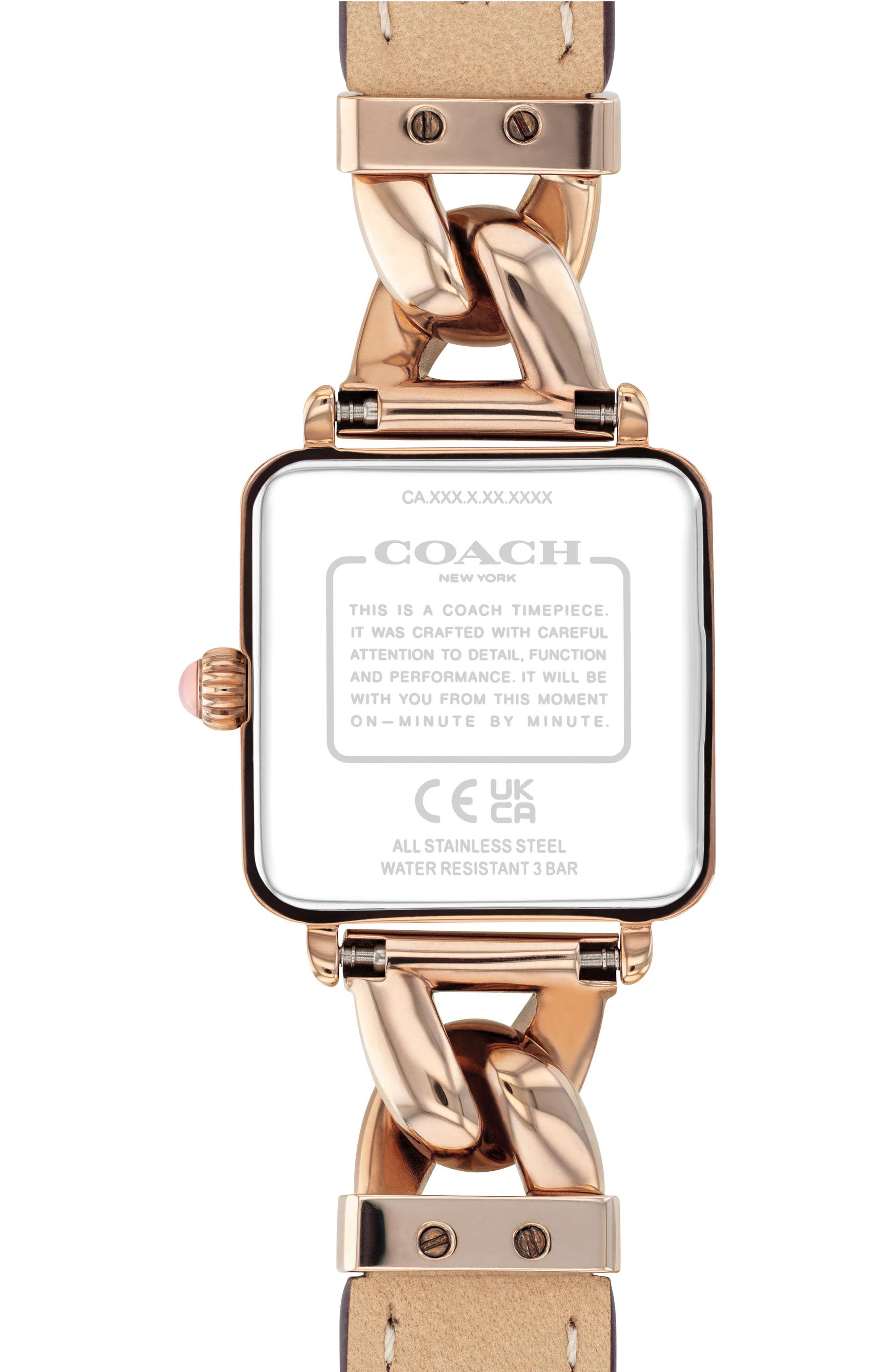 COACH cass square bracelet watch, 22mm x 22mm