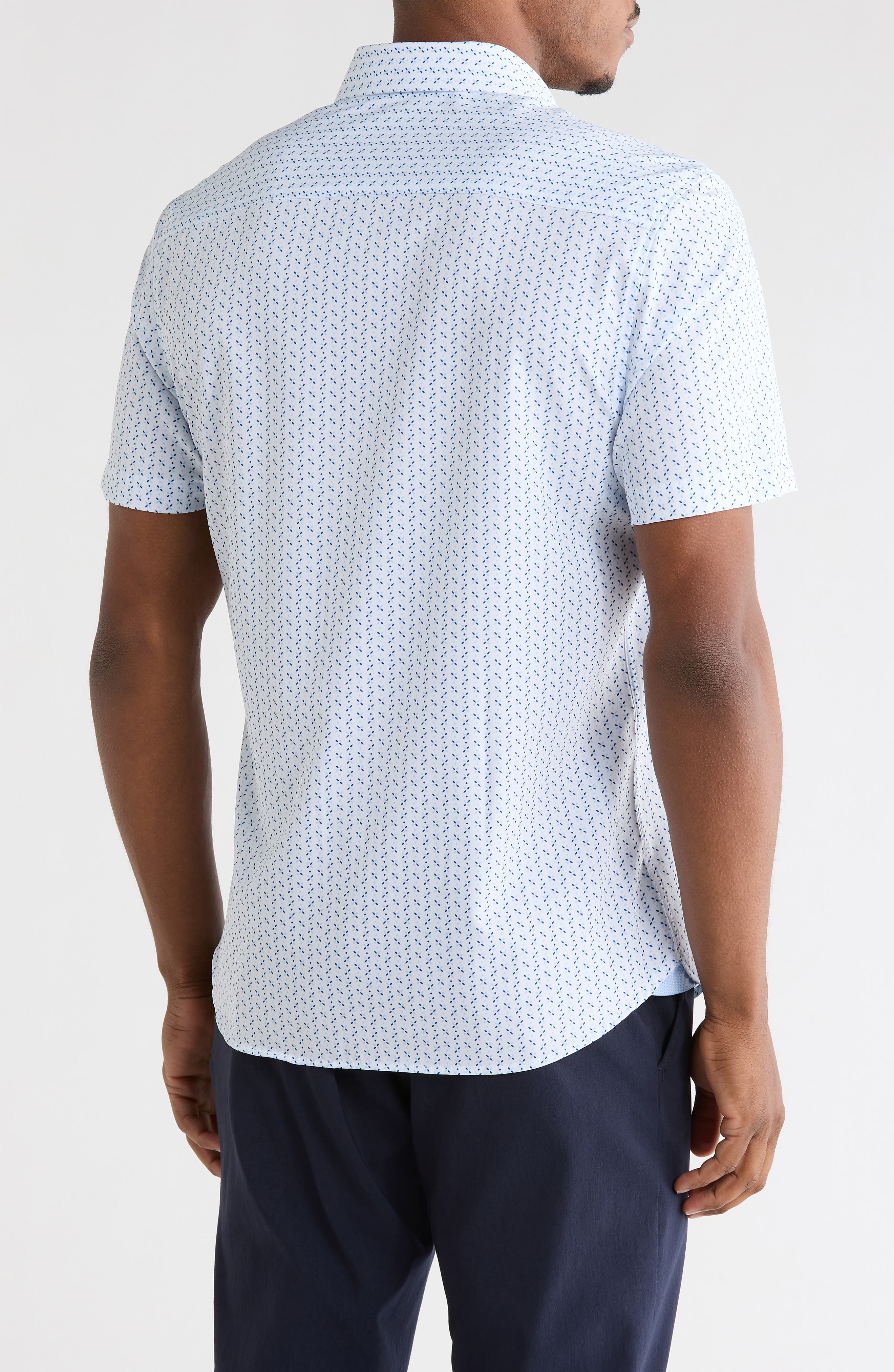 CONSTRUCT Slim Fit Geometric Print Short Sleeve Button-Down Shirt