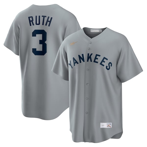 Babe Ruth New York Yankees Nike Road Cooperstown Collection Player Jersey - Gray/White