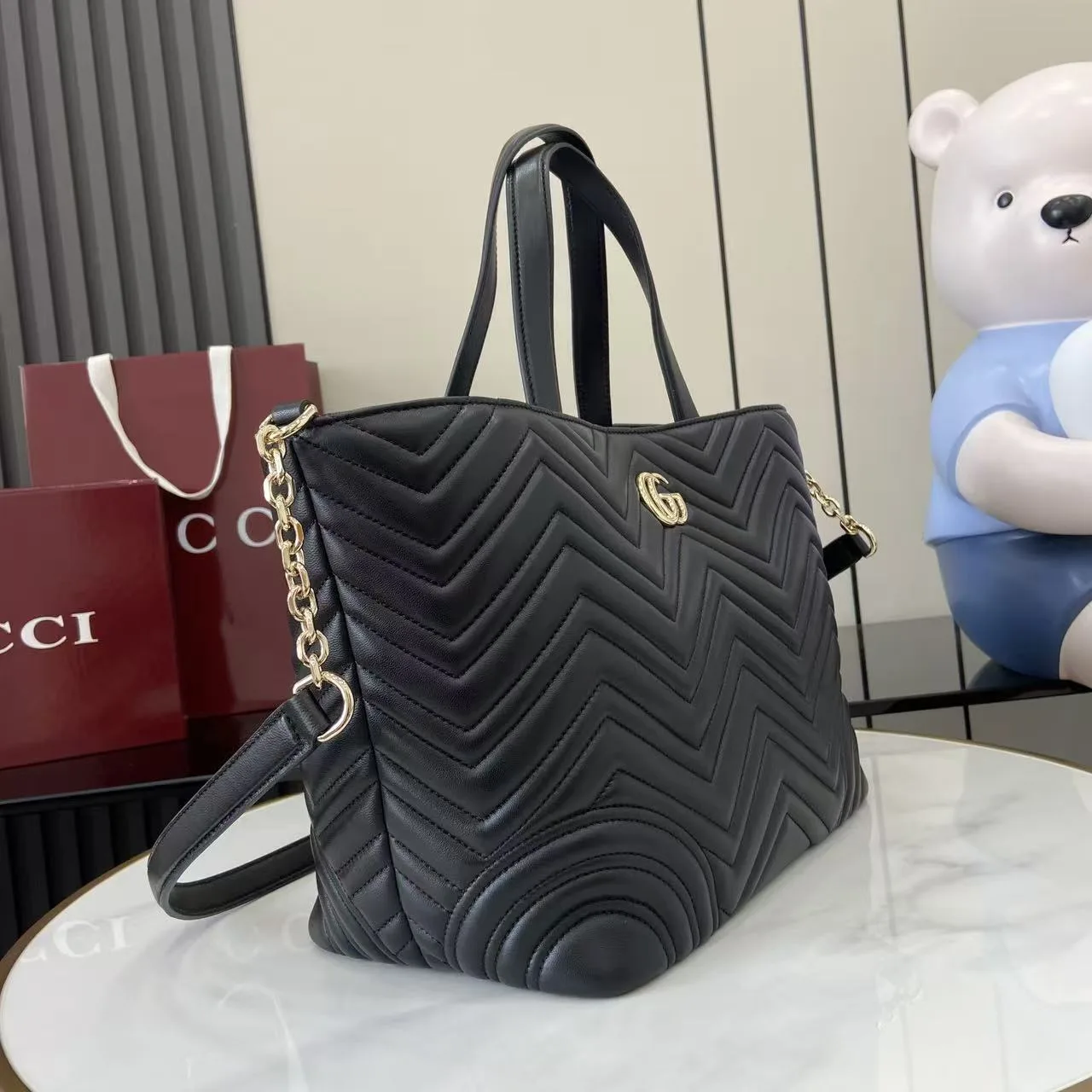 Gucci Marmont Black GG Supreme Canvas Tote Bag product photo from LabelPicks