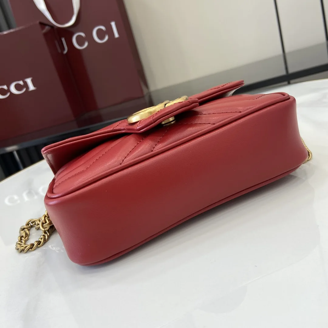 Gucci Marmont Red GG Supreme Canvas Shoulder Bag product photo from LabelPicks