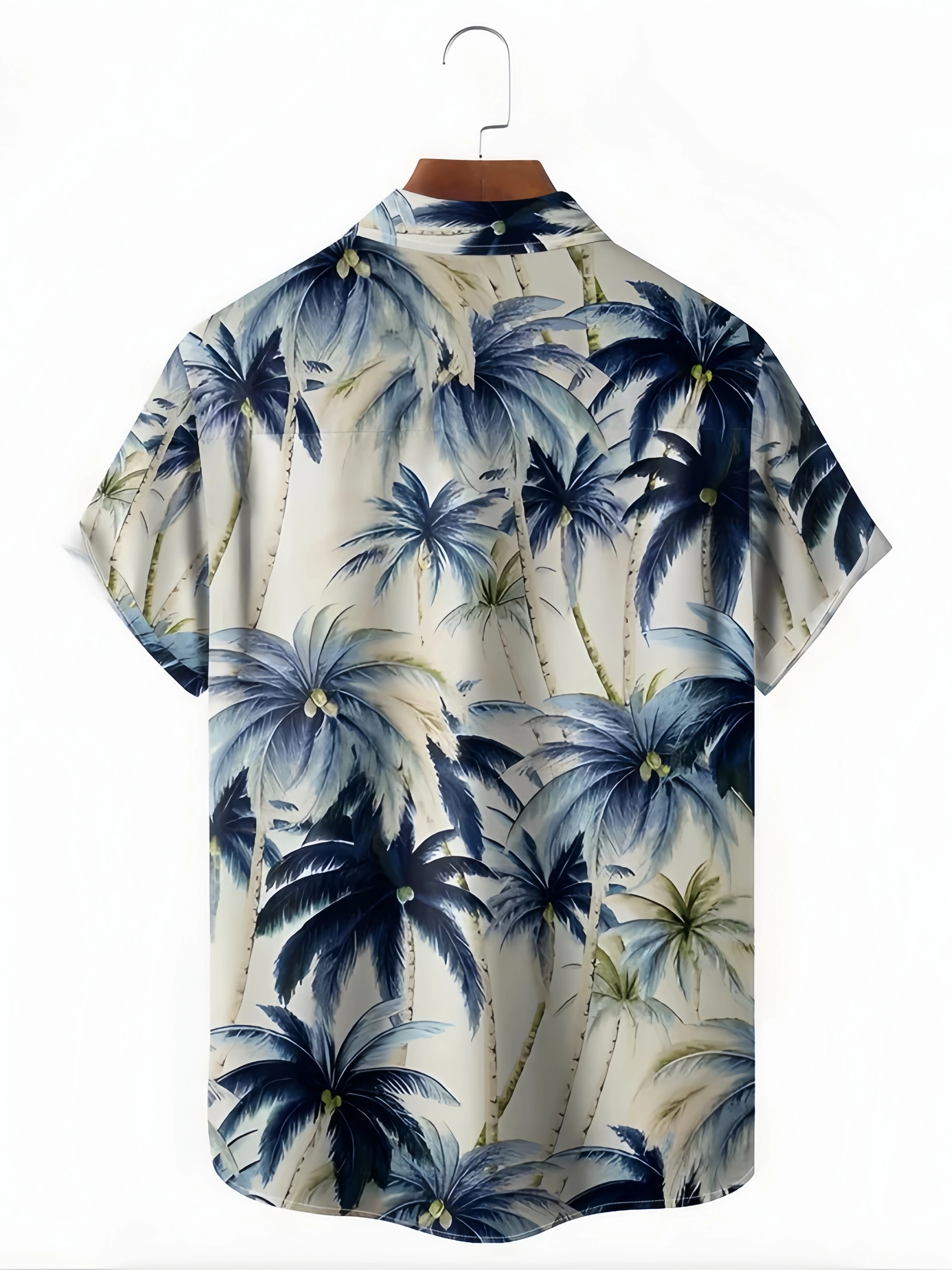 Palm Tree Chest Pocket Short Sleeve Hawaiian Shirt